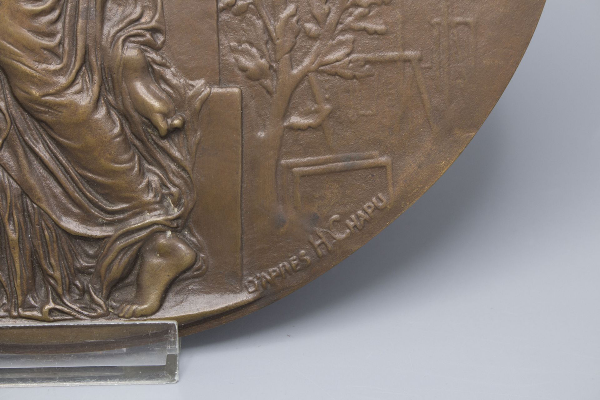 Jugendstil Bronzeplatte / An Art Nouveau bronze plate 'Patrie, Courage, Moralité', Alphée ... - Bild 4 aus 4