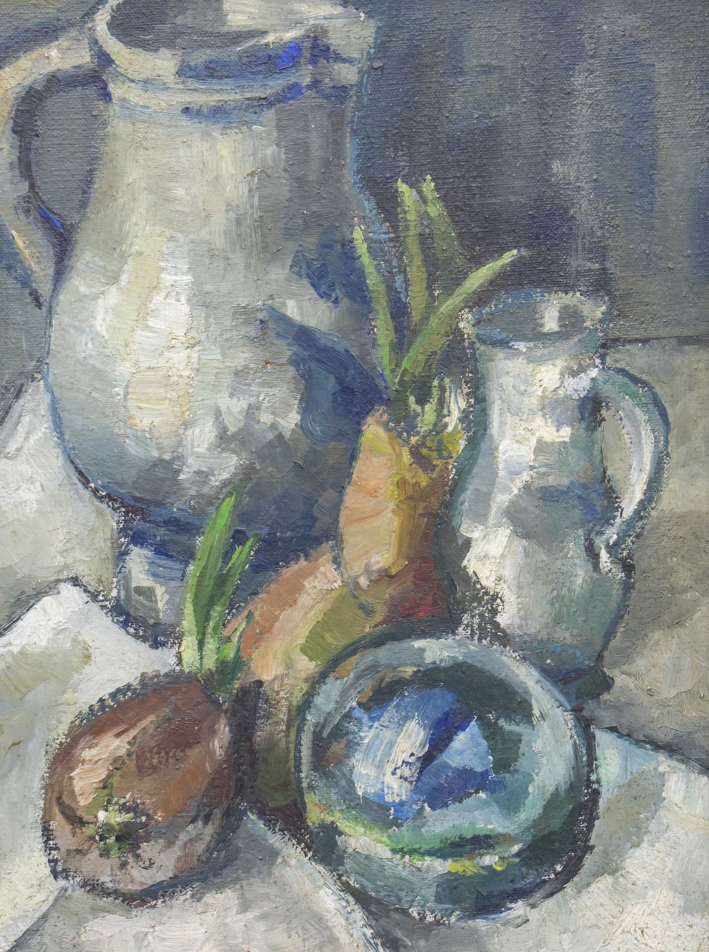 Unbekannter Expressionist, Gemüsestillleben mit Krügen' / 'A vegetable still llife with jugs', ... - Image 2 of 4