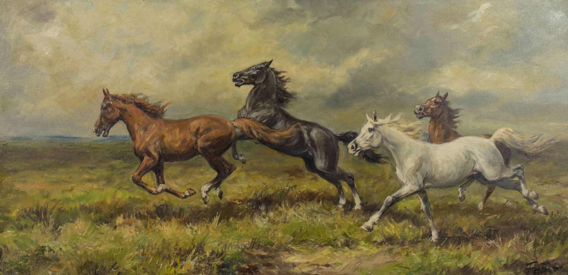 Heinrich FAUST (1909 Berlin-1985 Bayreuth), 'Galoppierende Wildpferde' / 'Galoping wild horses'