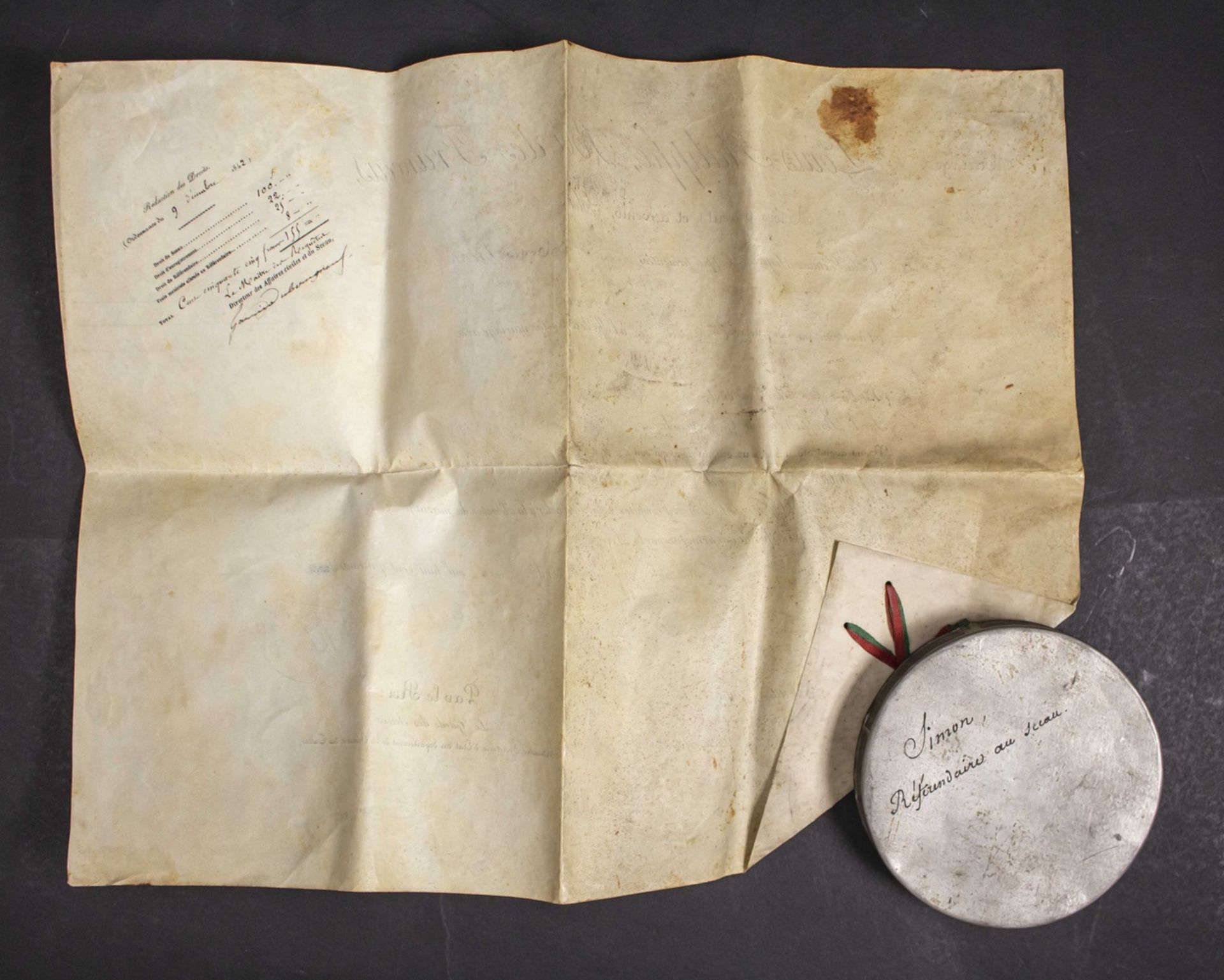 Heiratsurkunde mit Siegel und Autograph von Louis-Phillipe I. König von Frankreich ... - Bild 4 aus 5