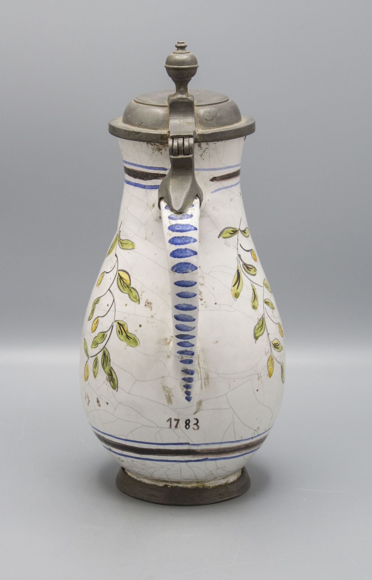 Fayence-Kanne / A faience pot, 18./19. Jh. - Image 3 of 6