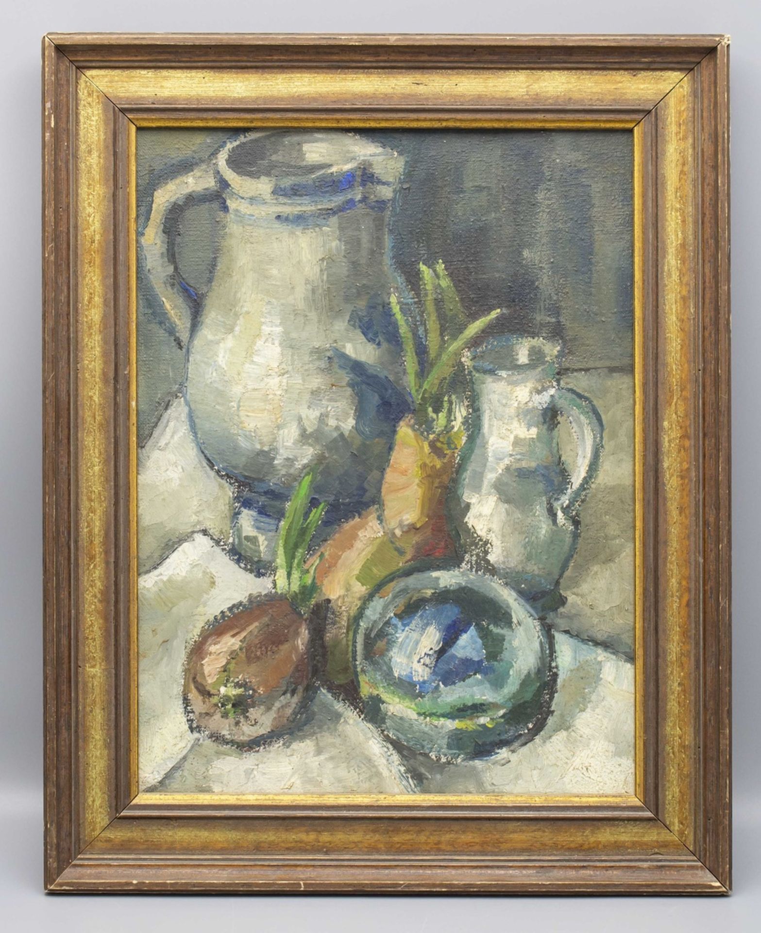 Unbekannter Expressionist, Gemüsestillleben mit Krügen' / 'A vegetable still llife with jugs', ...