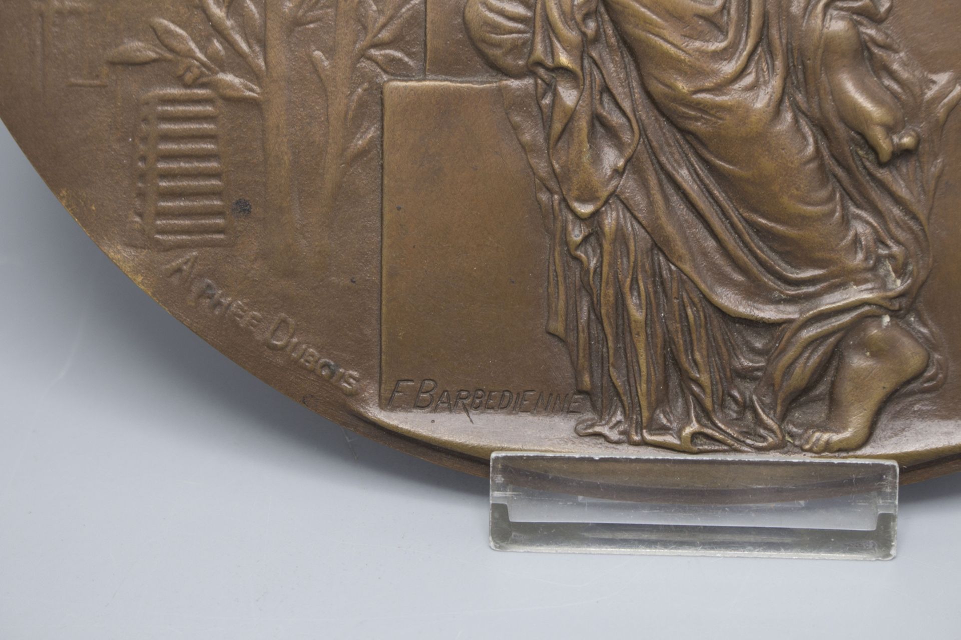 Jugendstil Bronzeplatte / An Art Nouveau bronze plate 'Patrie, Courage, Moralité', Alphée ... - Bild 3 aus 4