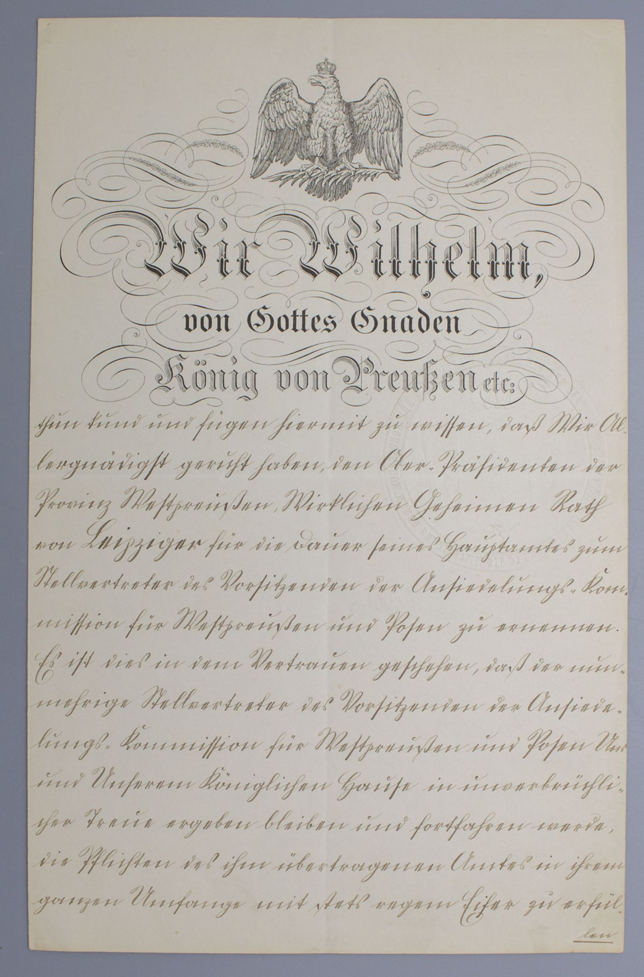 Bestallungsurkunde Kaiser Wilhelms II / A certificate of Imperator Wilhelm II., vom 22. ...
