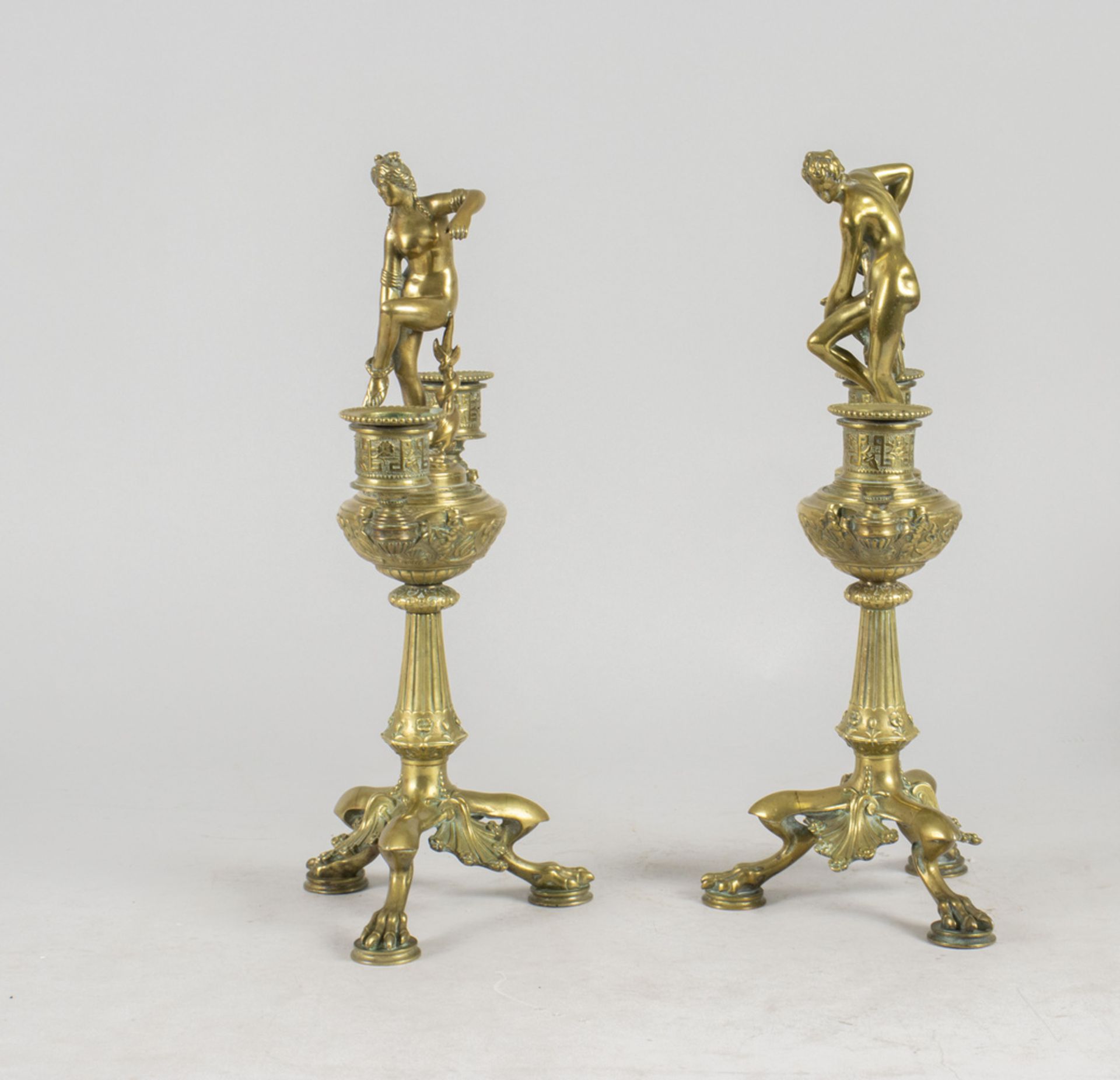 Paar Klassizismus Leuchter / A classicism pair of candle holders, wohl Barbedienne, Paris, 19. Jh. - Image 2 of 8