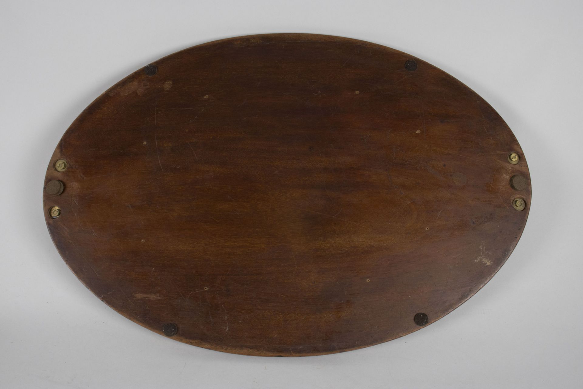Großes ovales Tablett mit Intarsien / Teetablett / A wooden tray with intarsia, England, 19. Jh. - Bild 3 aus 4