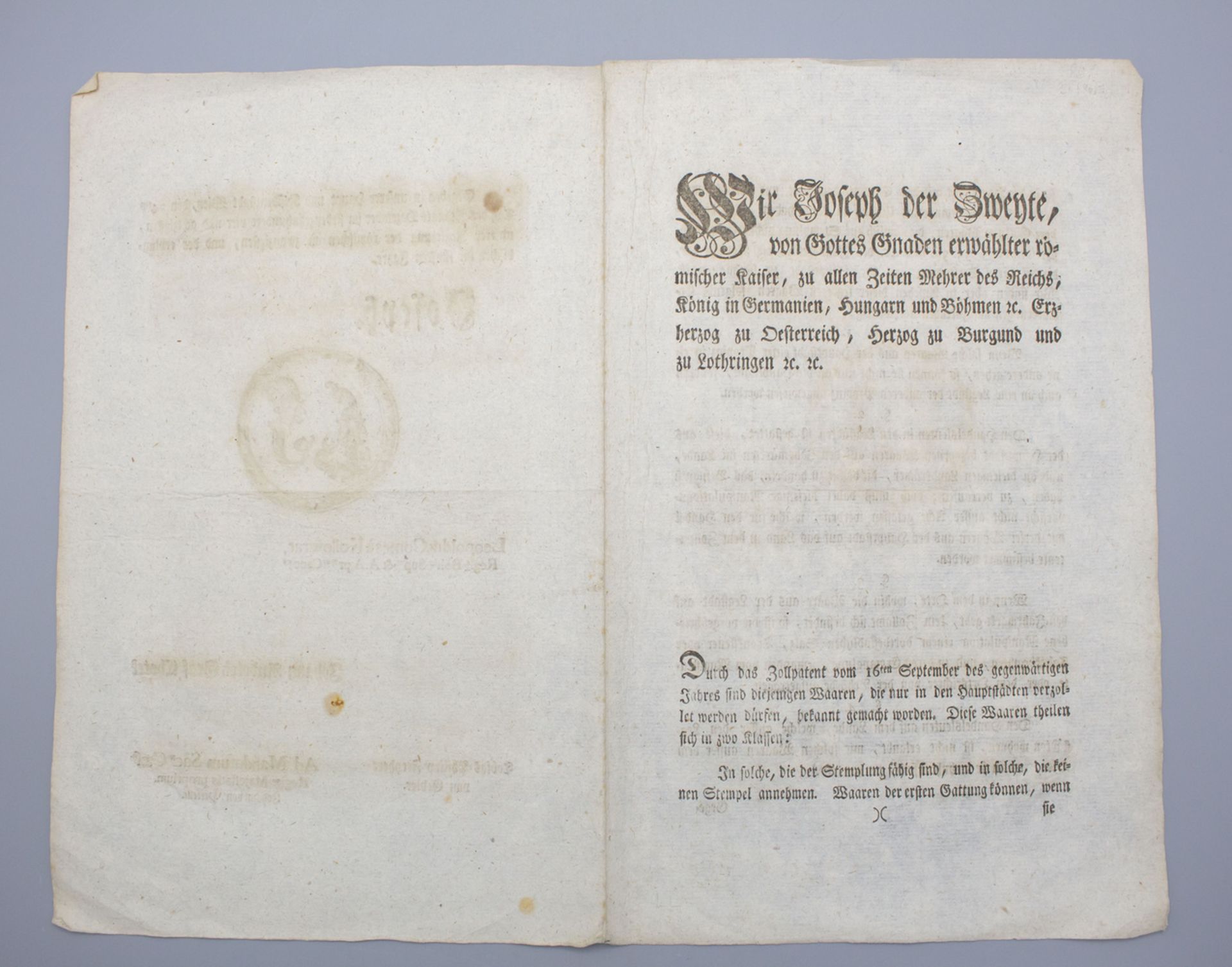 Zollbrief / A customs letter, von Kaiser Josef II., 1784 - Image 3 of 3