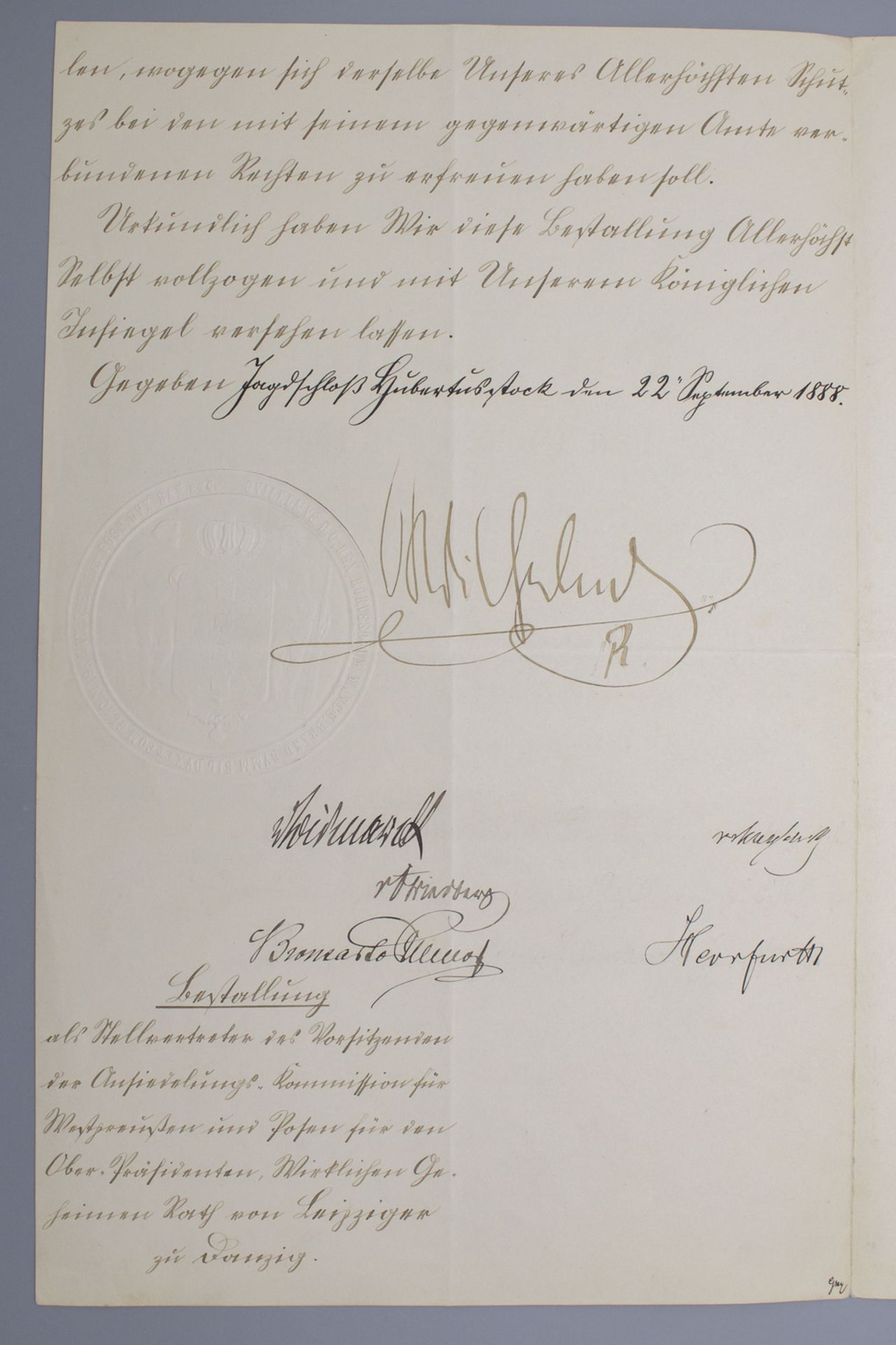 Bestallungsurkunde Kaiser Wilhelms II / A certificate of Imperator Wilhelm II., vom 22. ... - Image 2 of 3