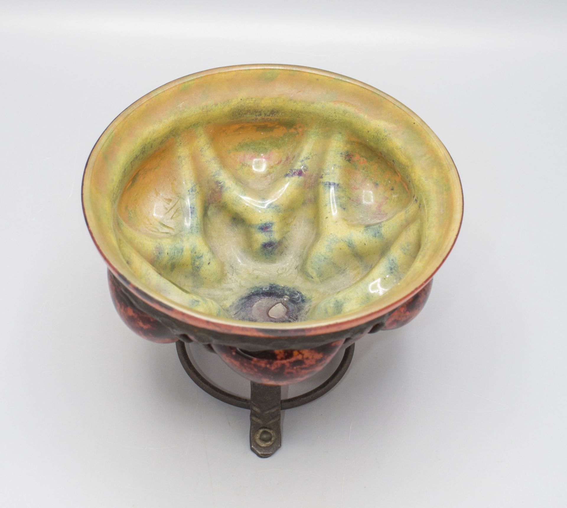 Art Déco Glaszierschale / An Art Deco decorative glass and iron bowl, Daum Freres & Louis ... - Bild 3 aus 6