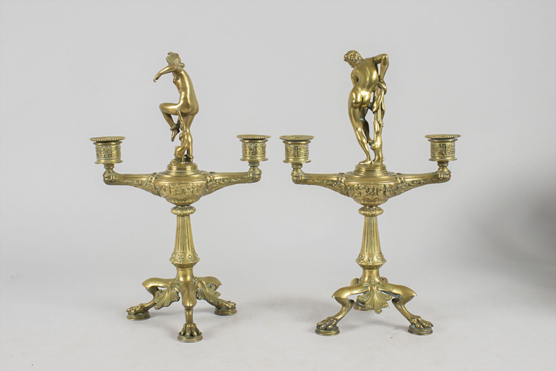 Paar Klassizismus Leuchter / A classicism pair of candle holders, wohl Barbedienne, Paris, 19. Jh. - Image 5 of 8