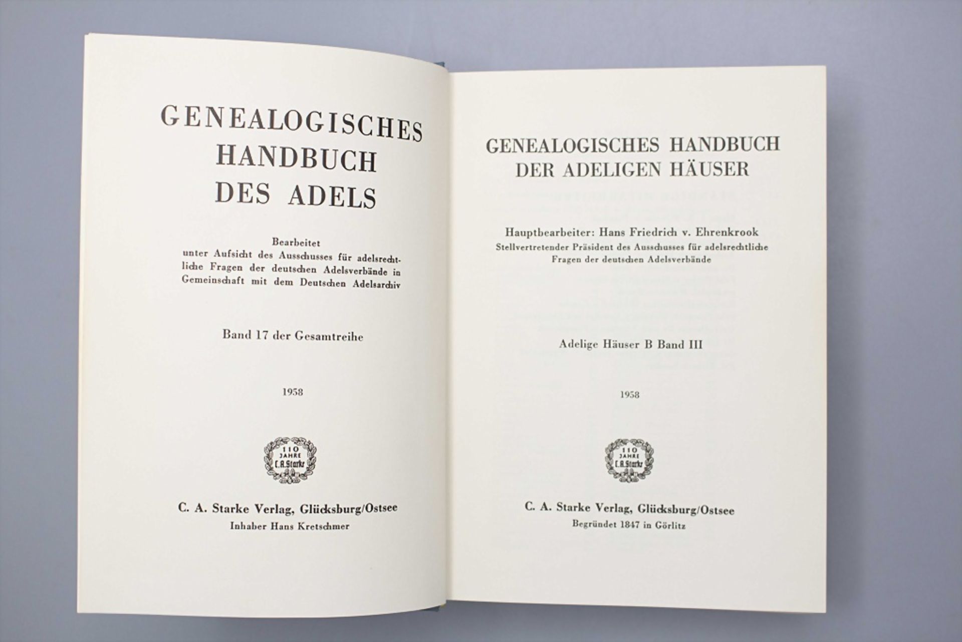 Genealogisches Handbuch des Adels Band III, Glücksburg, 1958 - Image 2 of 6