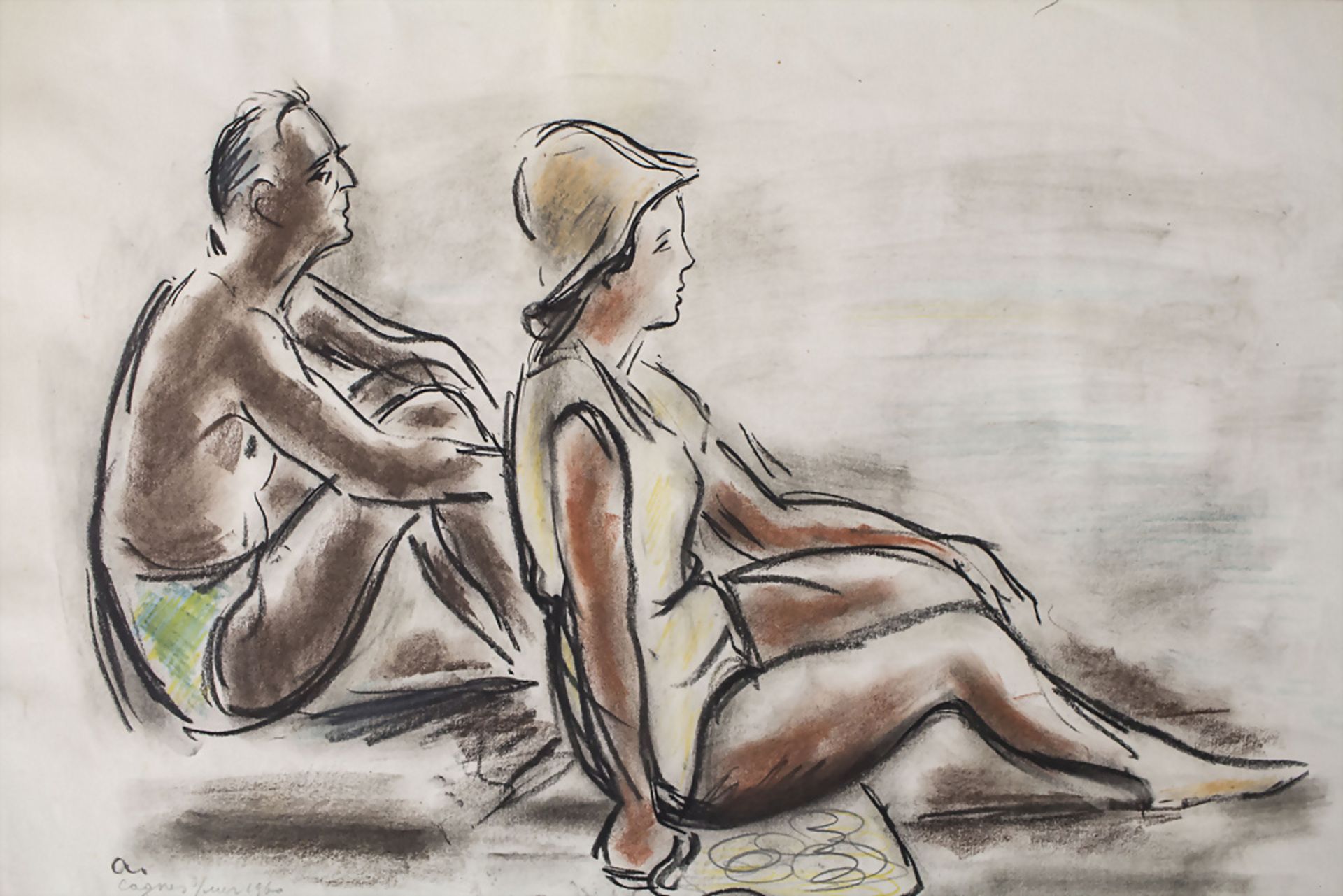 Michel ADLEN (1898-1980), 'Paar am Strand' / 'Couple at the beach', 1960 - Bild 2 aus 4