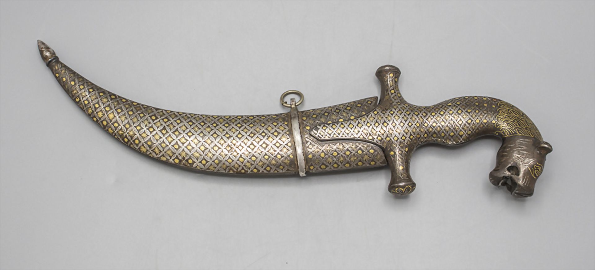 Gold und Silber tauschierter Mughal Dolch / A Mughal dagger, Indo-Persisch, 20. Jh. - Image 5 of 5