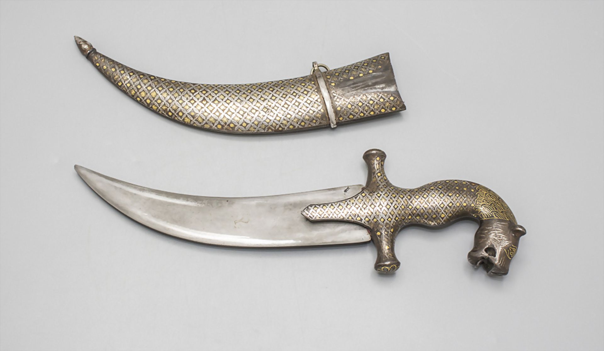 Gold und Silber tauschierter Mughal Dolch / A Mughal dagger, Indo-Persisch, 20. Jh. - Image 2 of 5