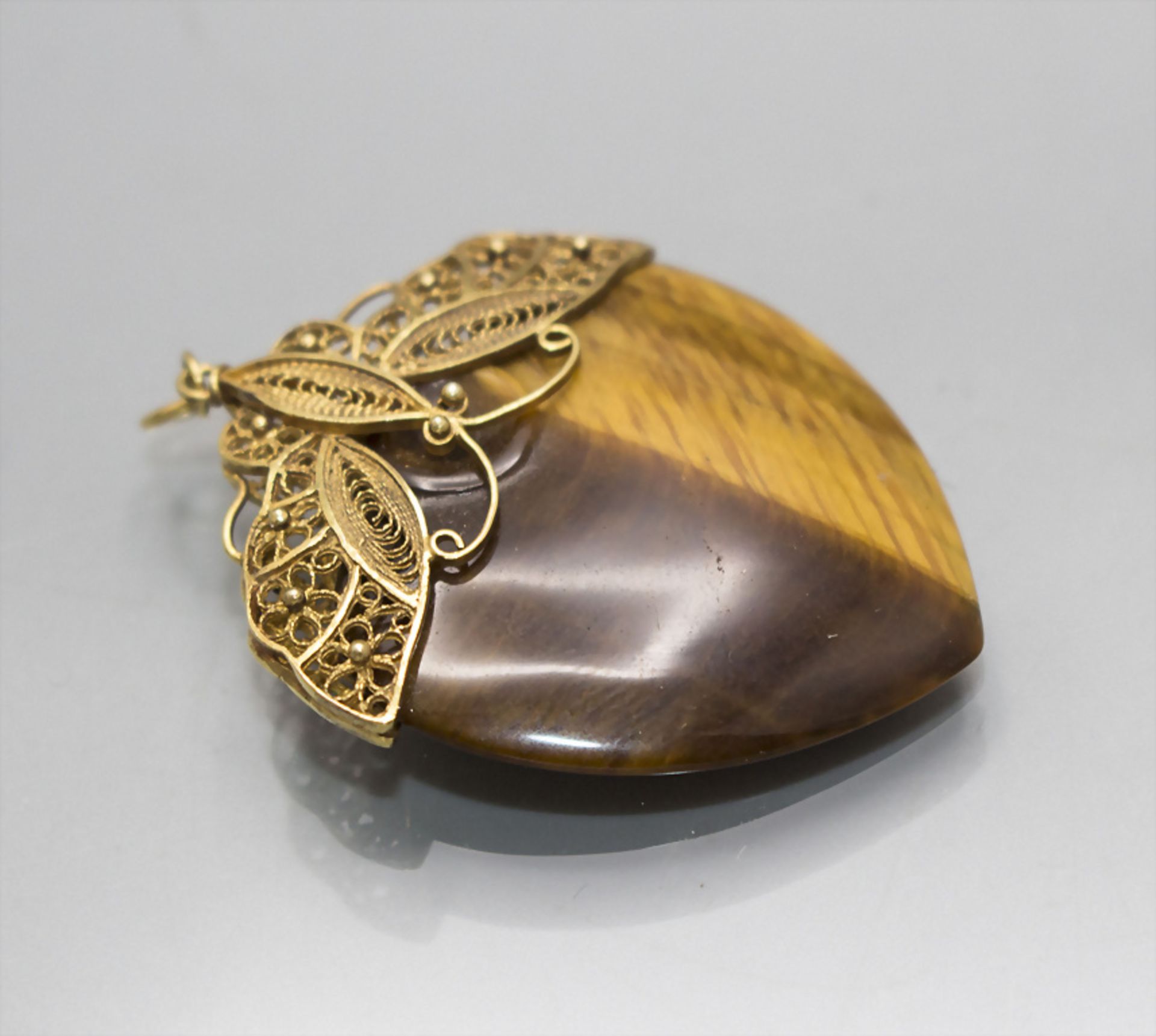 Goldanhänger mit Tigerauge / A 14 ct gold pendant with tiger's eye - Image 2 of 2
