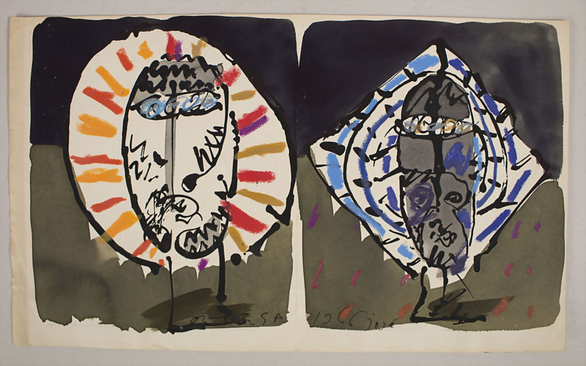 José Ortega (1921-1990), 'Rostros' / 'Faces', 1966