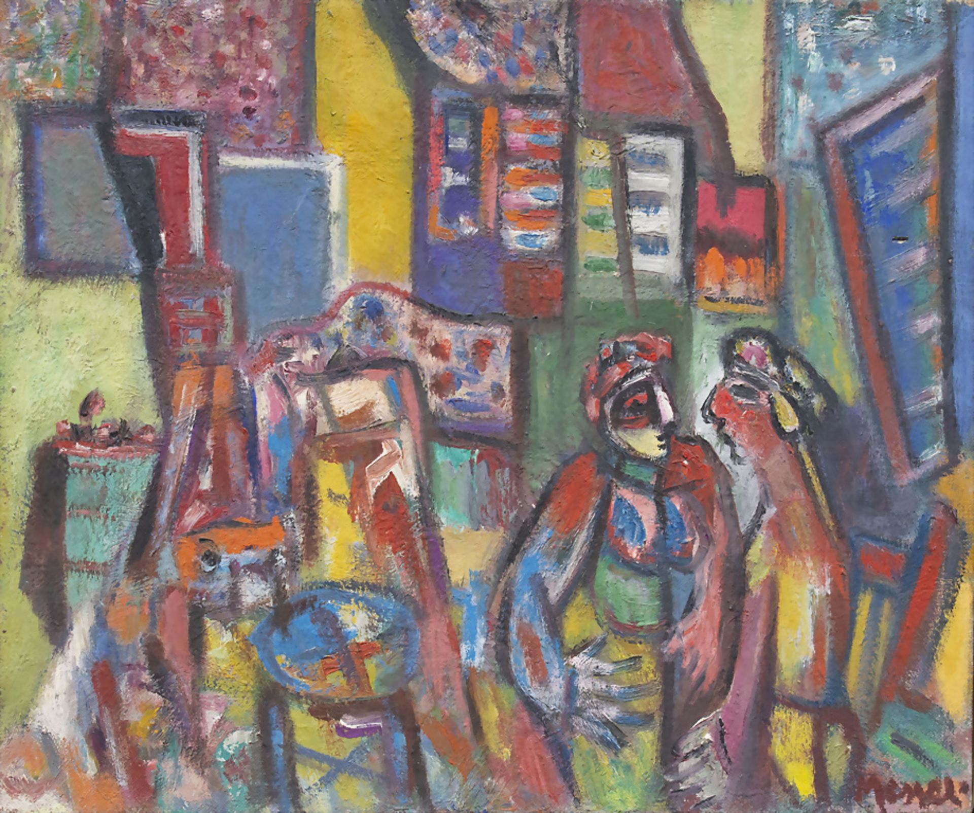David MESSER (1912-1998), 'Wohnraum mit Paar' / 'Living room with couple', 1965