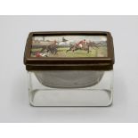 Glasdose mit Miniatur / A glass box with a miniature, England, 19. Jh.