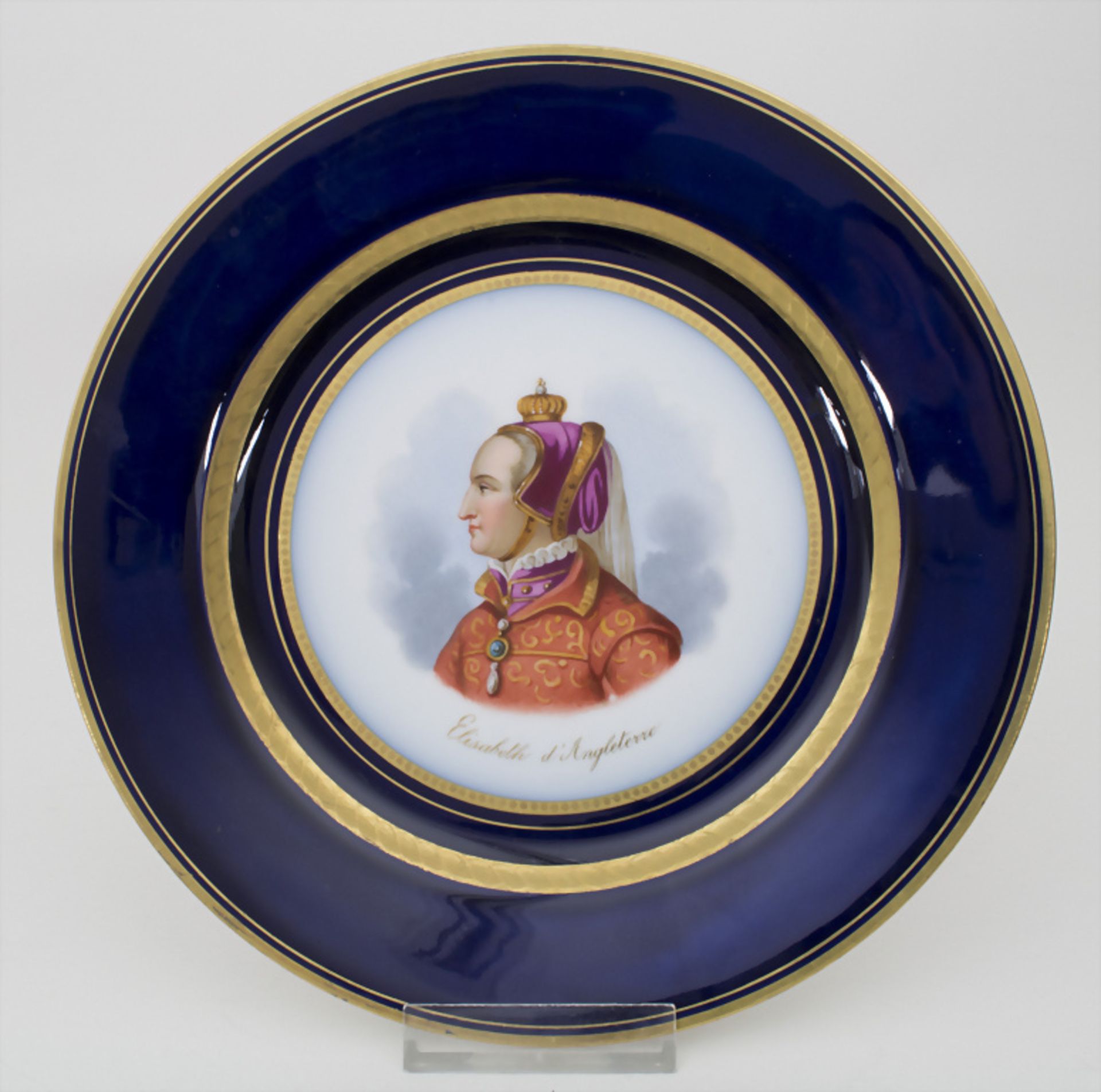 5 Teller mit Damenportraits / A set of 5 plates with ladies portaits, Sèvres, 1860-1861 - Bild 5 aus 17