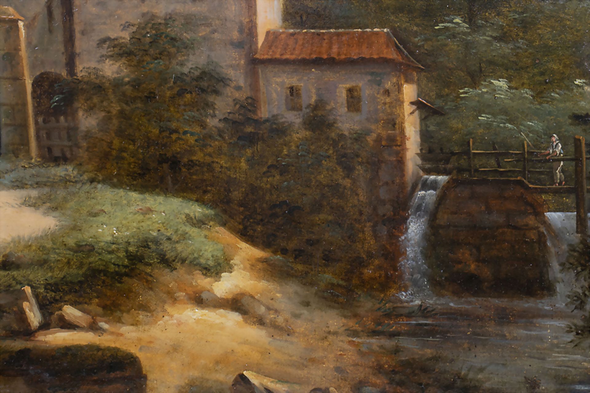 Unbekannter Romantiker des 19. Jh., 'Mühle in Landschaftsidyll / 'Mill in idyllic landscape' - Bild 3 aus 5