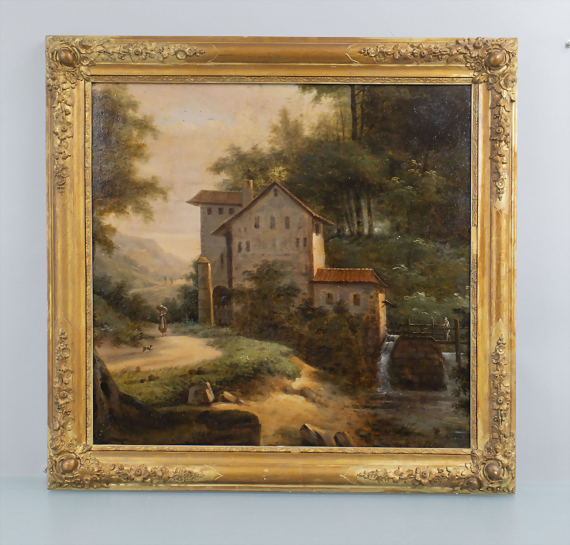 Unbekannter Romantiker des 19. Jh., 'Mühle in Landschaftsidyll / 'Mill in idyllic landscape' - Bild 2 aus 5