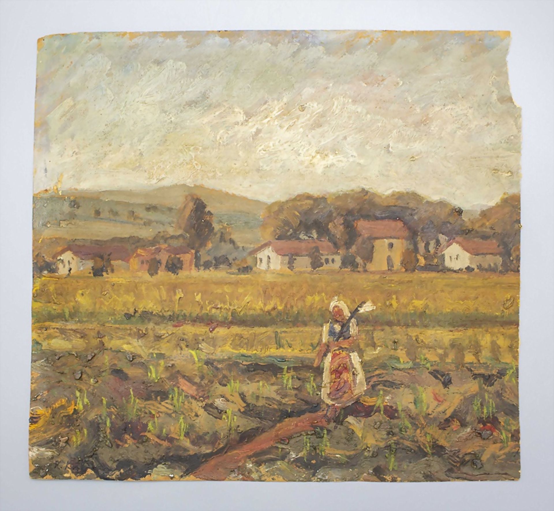Künstler des 20. Jahrhunderts, K. Kirkorov, 'Bäuerin auf Feld' / 'Peasant woman on field', um 1940
