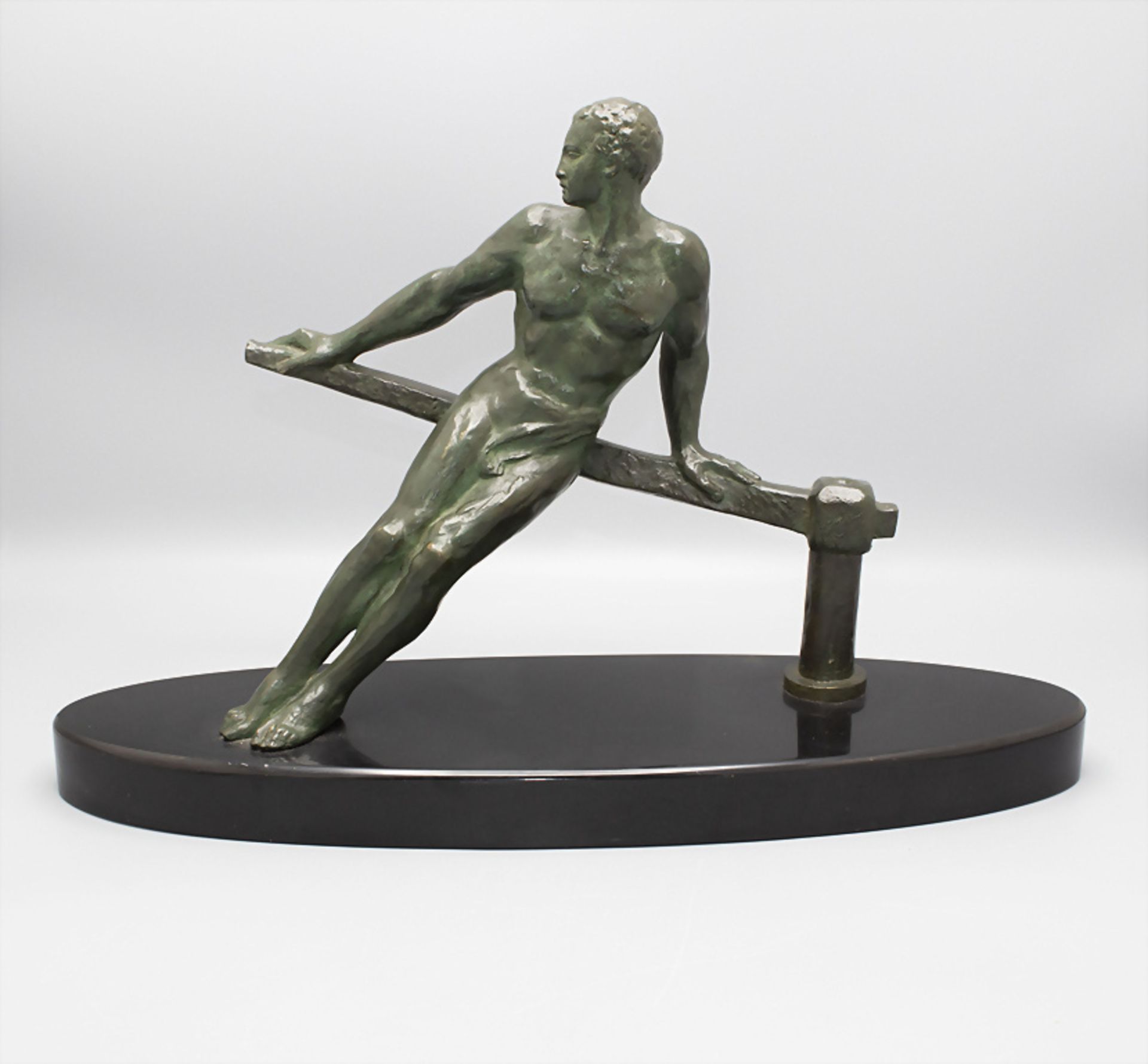 Henry Fugère (1872- 1944, Art Déco Bronzeplastik 'Athletischer Steuermann' / An Art Deco ...
