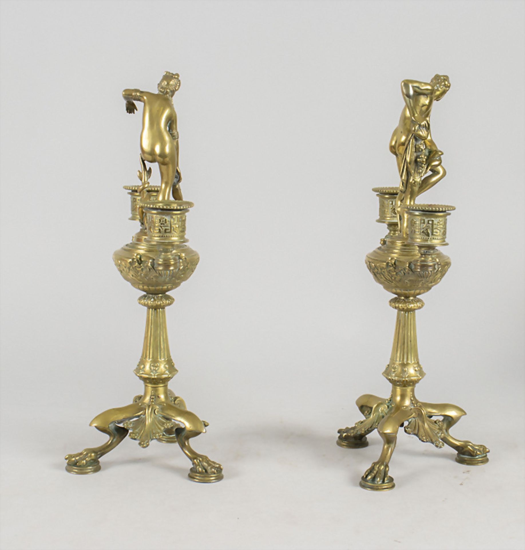 Paar Klassizismus Leuchter / A classicism pair of candle holders, wohl Barbedienne, Paris, 19. Jh. - Bild 6 aus 8