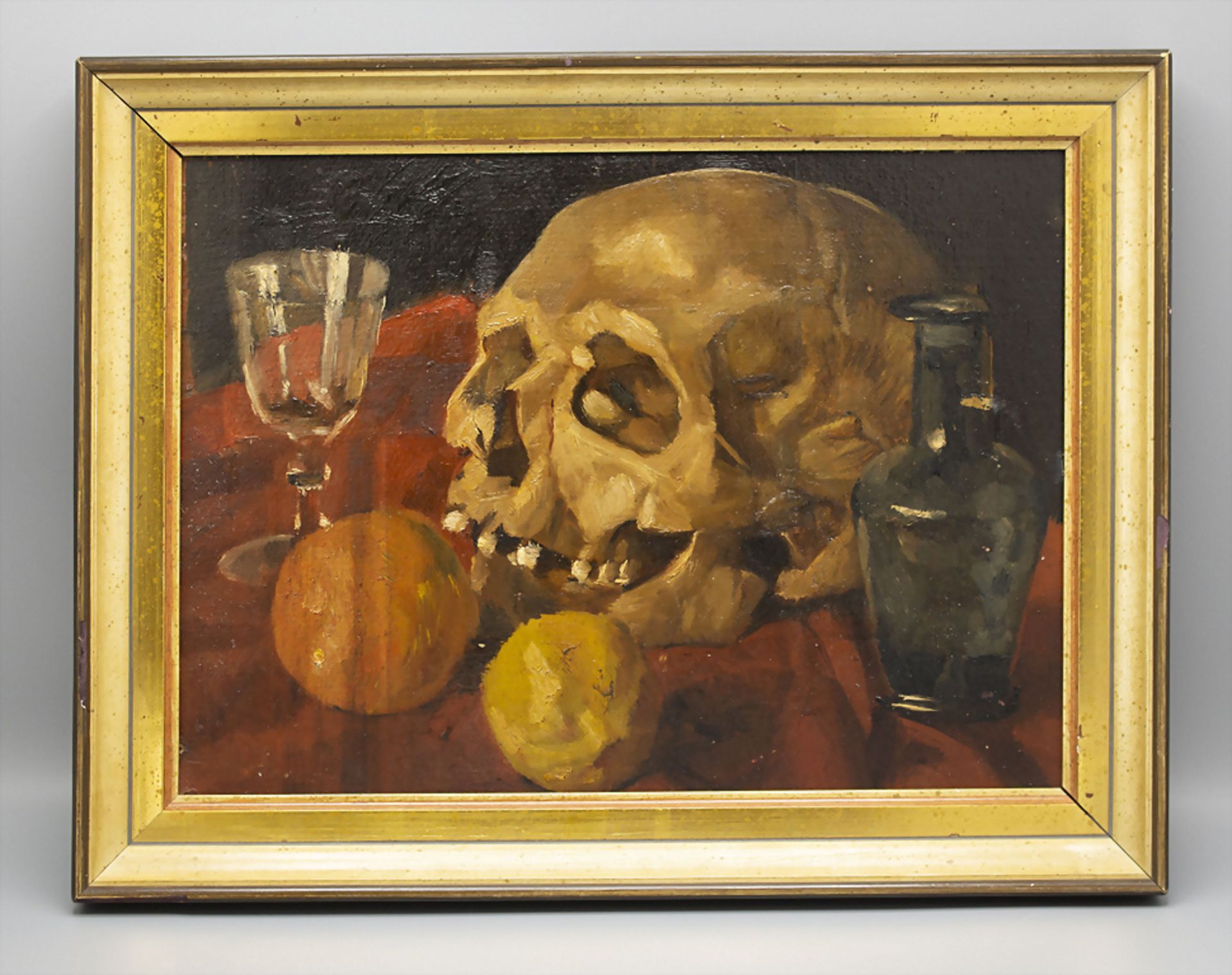 Unbekannter Künstler des 20. Jh., 'Totenkopf mit Stillleben / Memento Mori' / Unknown artist ... - Image 2 of 4