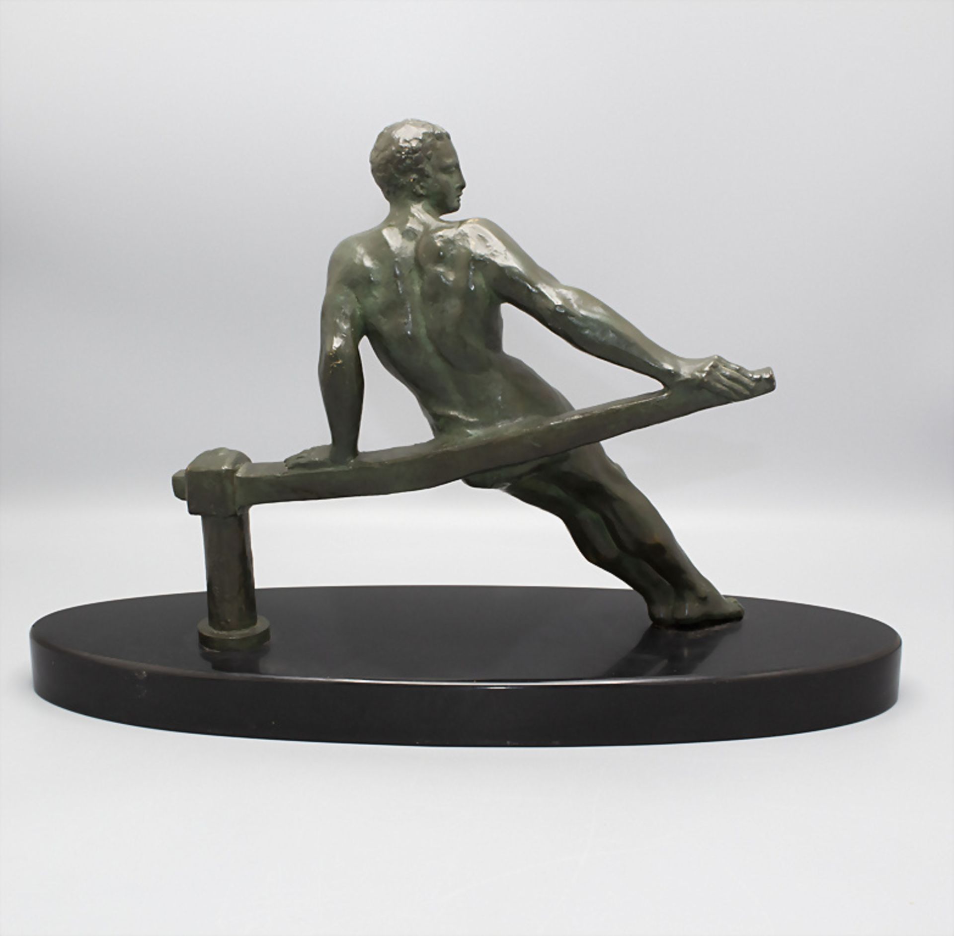 Henry Fugère (1872- 1944, Art Déco Bronzeplastik 'Athletischer Steuermann' / An Art Deco ... - Image 3 of 8