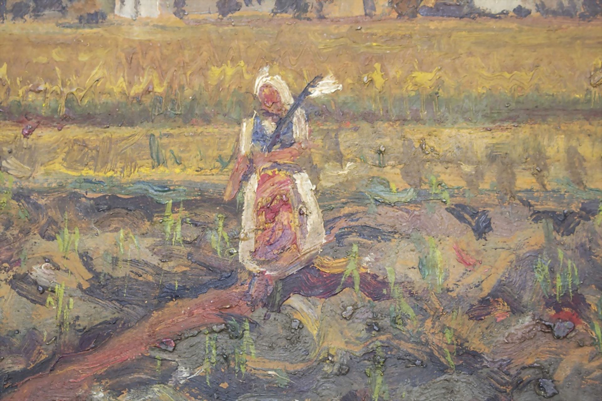 Künstler des 20. Jahrhunderts, K. Kirkorov, 'Bäuerin auf Feld' / 'Peasant woman on field', um 1940 - Image 2 of 4