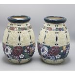 Paar große Art Déco Keramik Ziervasen / A pair of large Art Deco ceramic vases, Amphora-Werke, ...