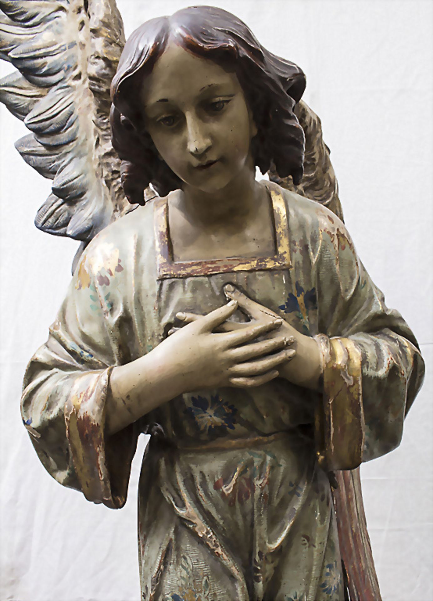 Großer kniender Engel / A large kneeling wooden angel, deutsch, 19. Jh.