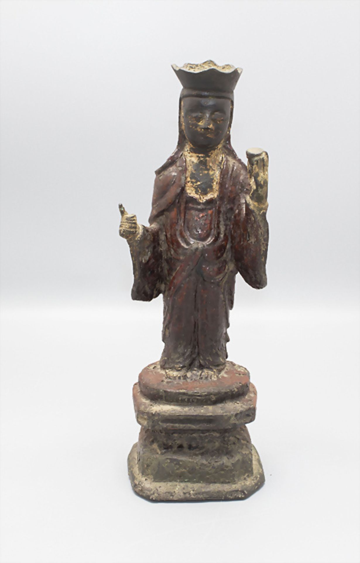 Bronzeskulptur des stehenden Guanyin / A bronze sculpture of a Guanyin, frühe Ming Dynastie