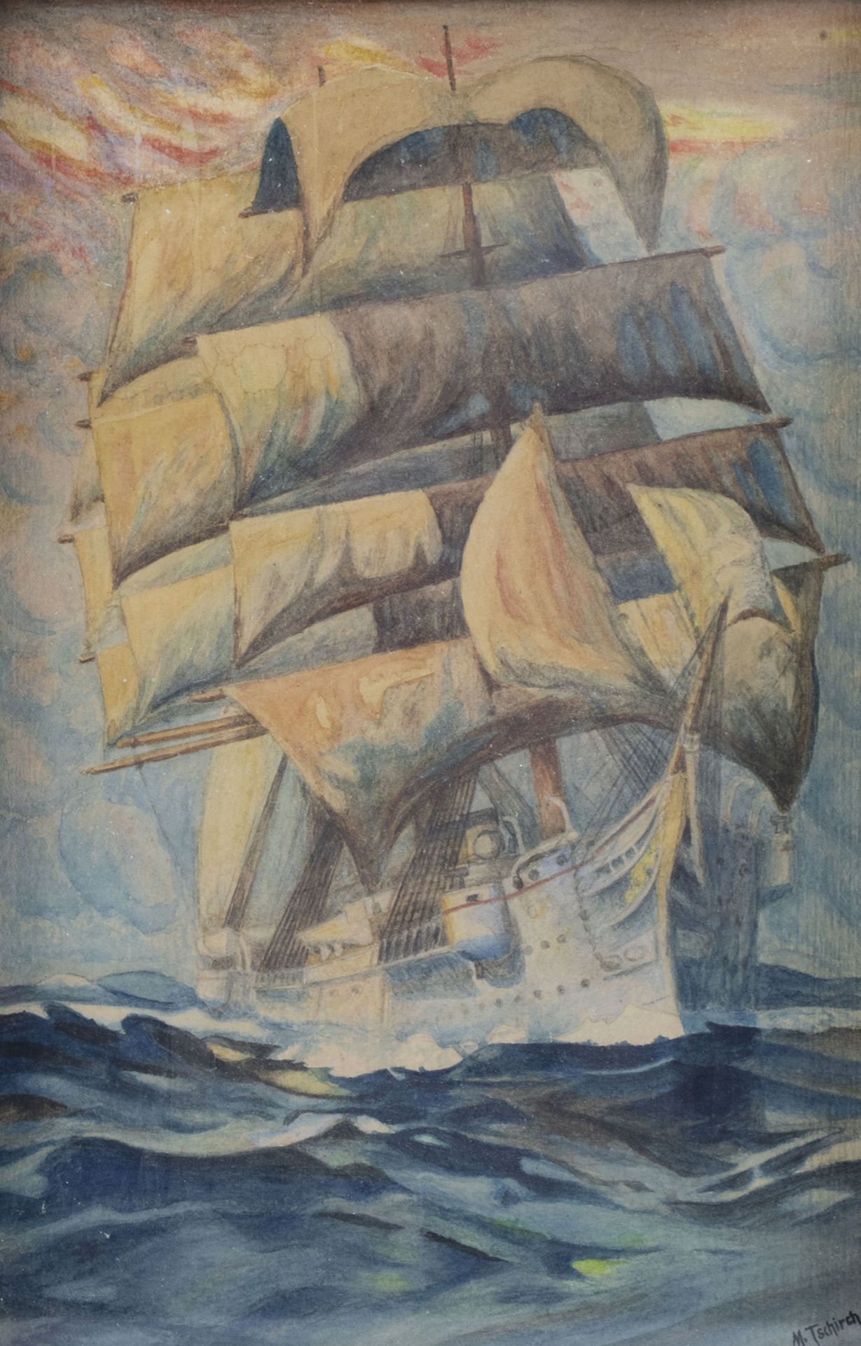 Darstellung eines Schiffes / A depiction of a ship, 1. Hälfte 20. Jh.