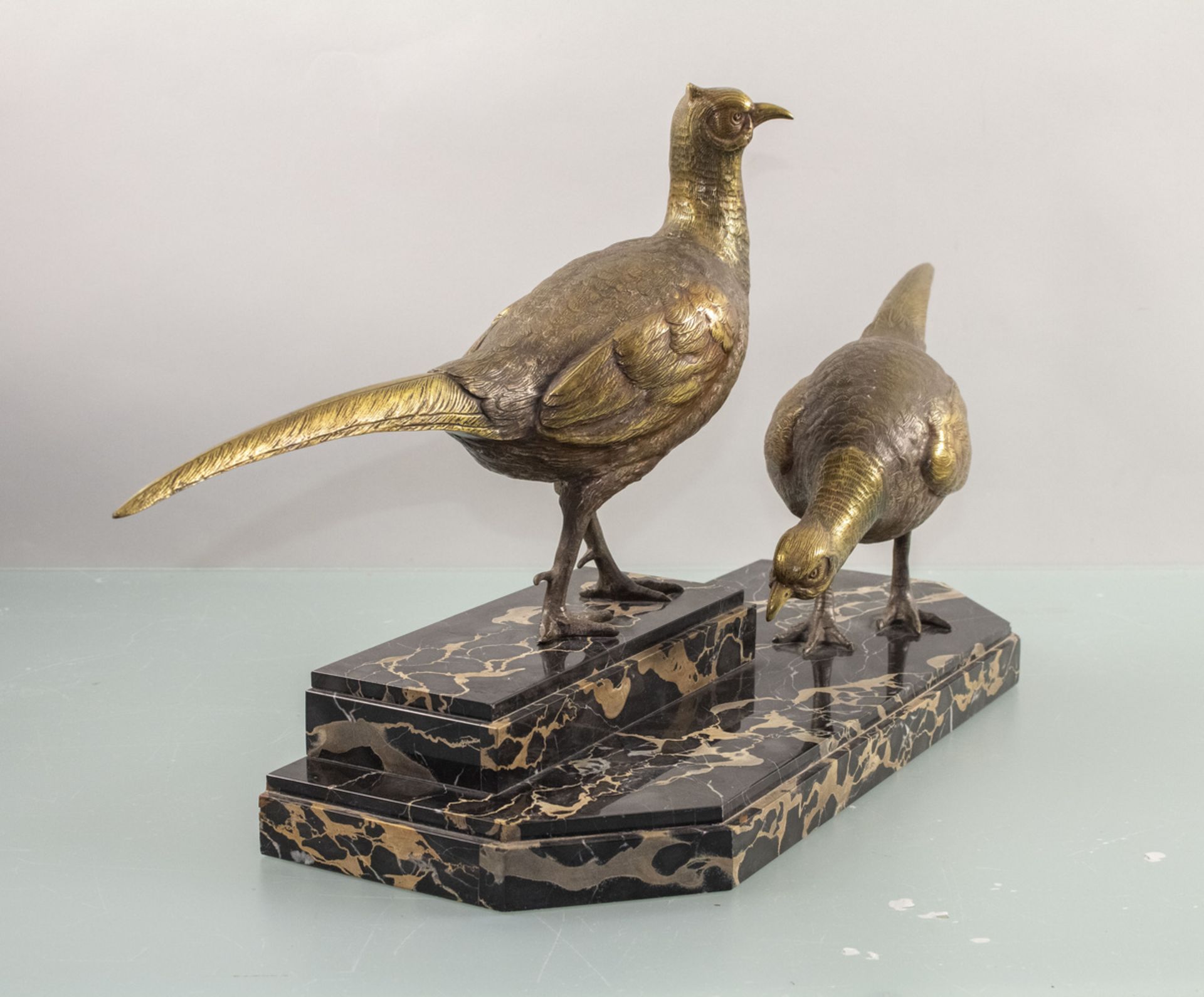 Bronzeskulptur 'Goldfasanenpaar', von Ignacio Gallo, Frankreich, um 1920 - Image 2 of 6