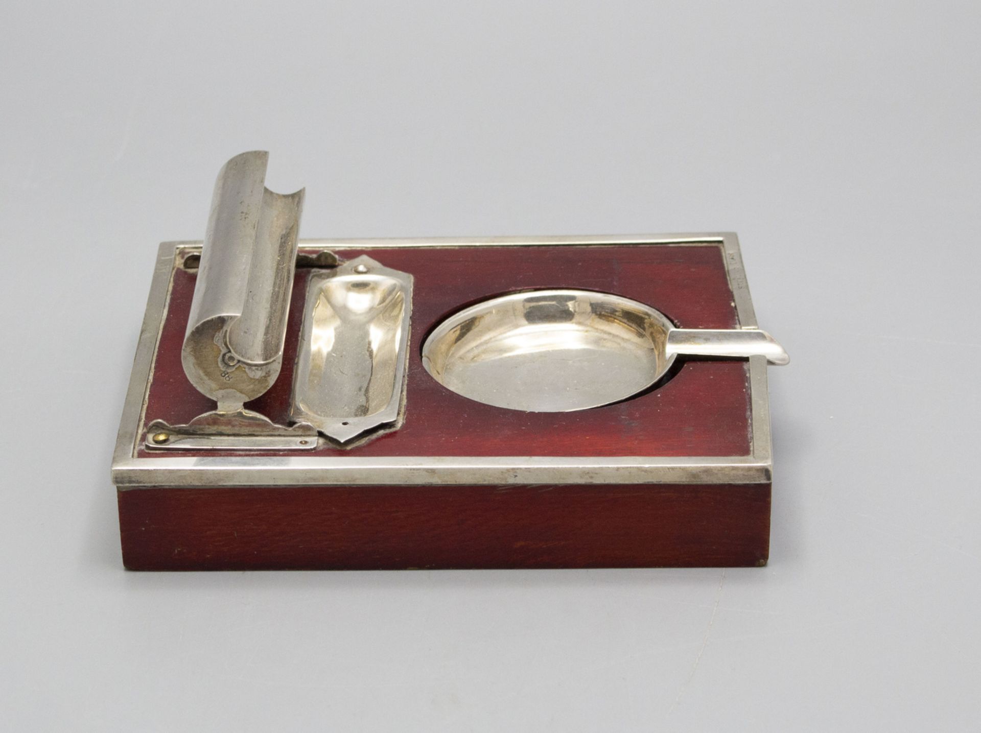 Art Déco Raucherset / An Art Nouveau wood and Sterling silver smoking set, SIAM, um 1920 - Image 3 of 5