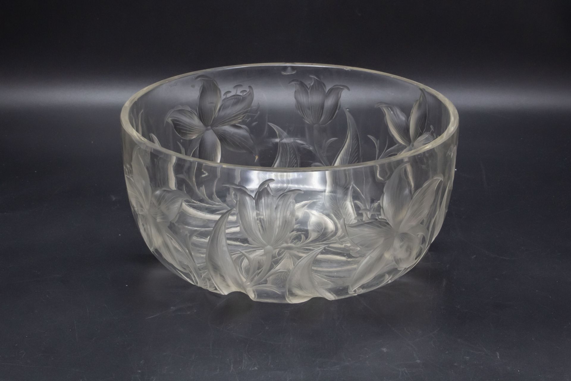Große Jugendstil Glasschale mit Lilien / A large Art Nouveau glass bowl with lilies, Ludwig ... - Bild 2 aus 3