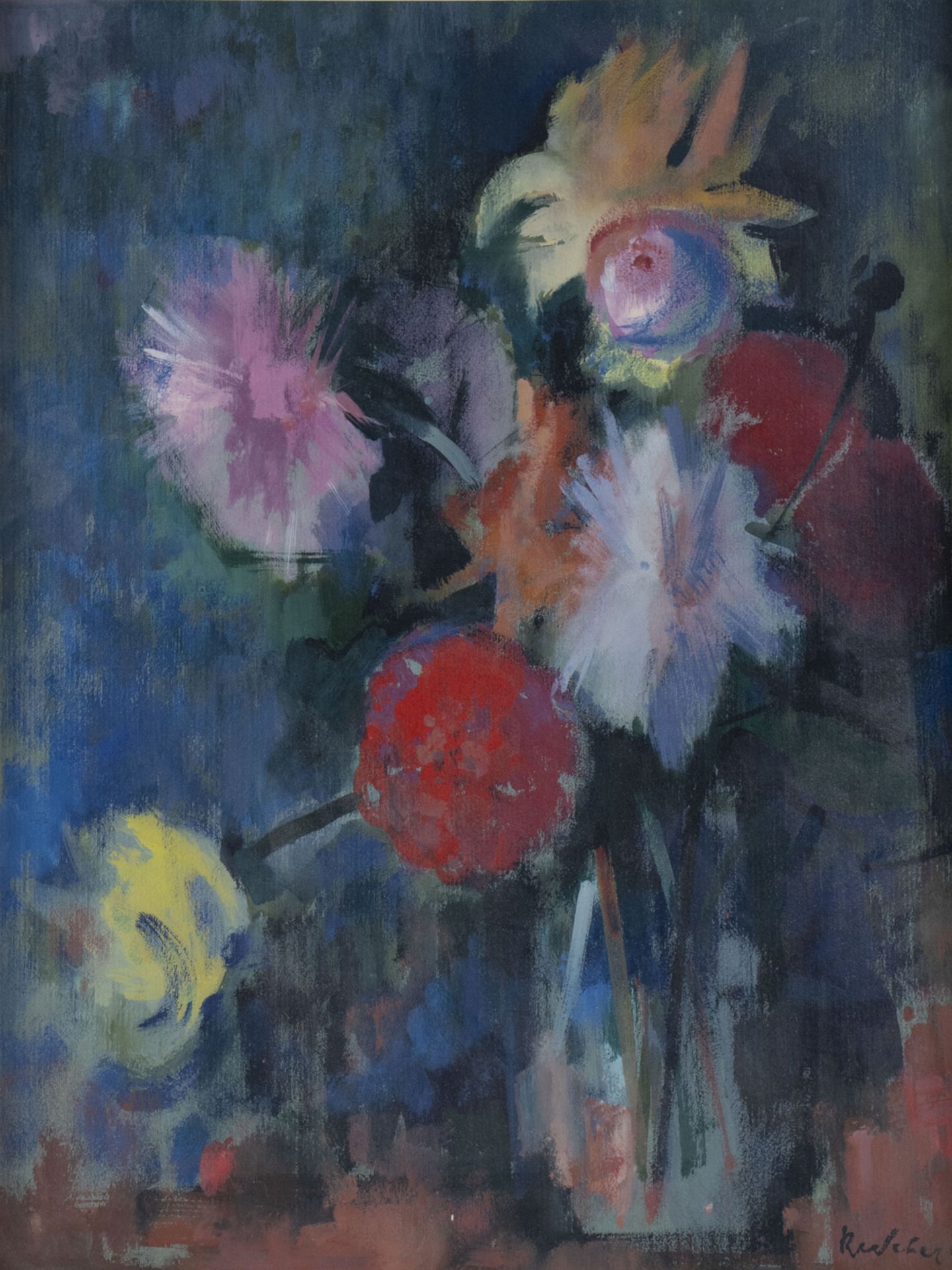 Rudolf WEBER (1912-1995), 'Blumenstillleben mit Astern und Dahlien' / 'Flower still life with ...