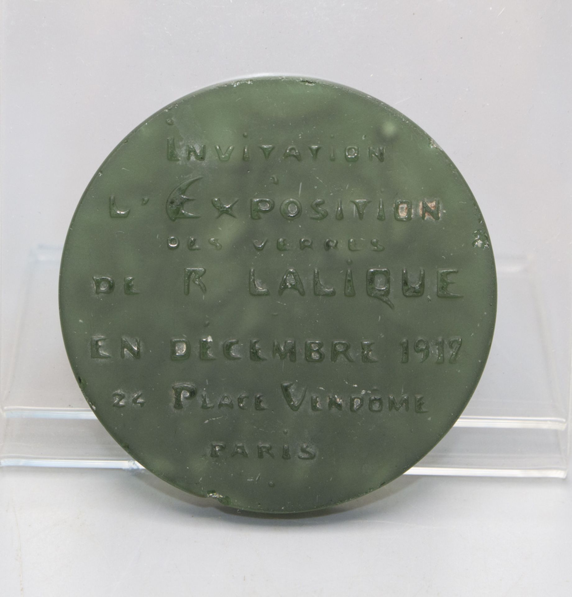 René LALIQUE (1860-1945), Einladungsmedaille Glasaustellung / Invitation medaillon for a glass ... - Image 2 of 3