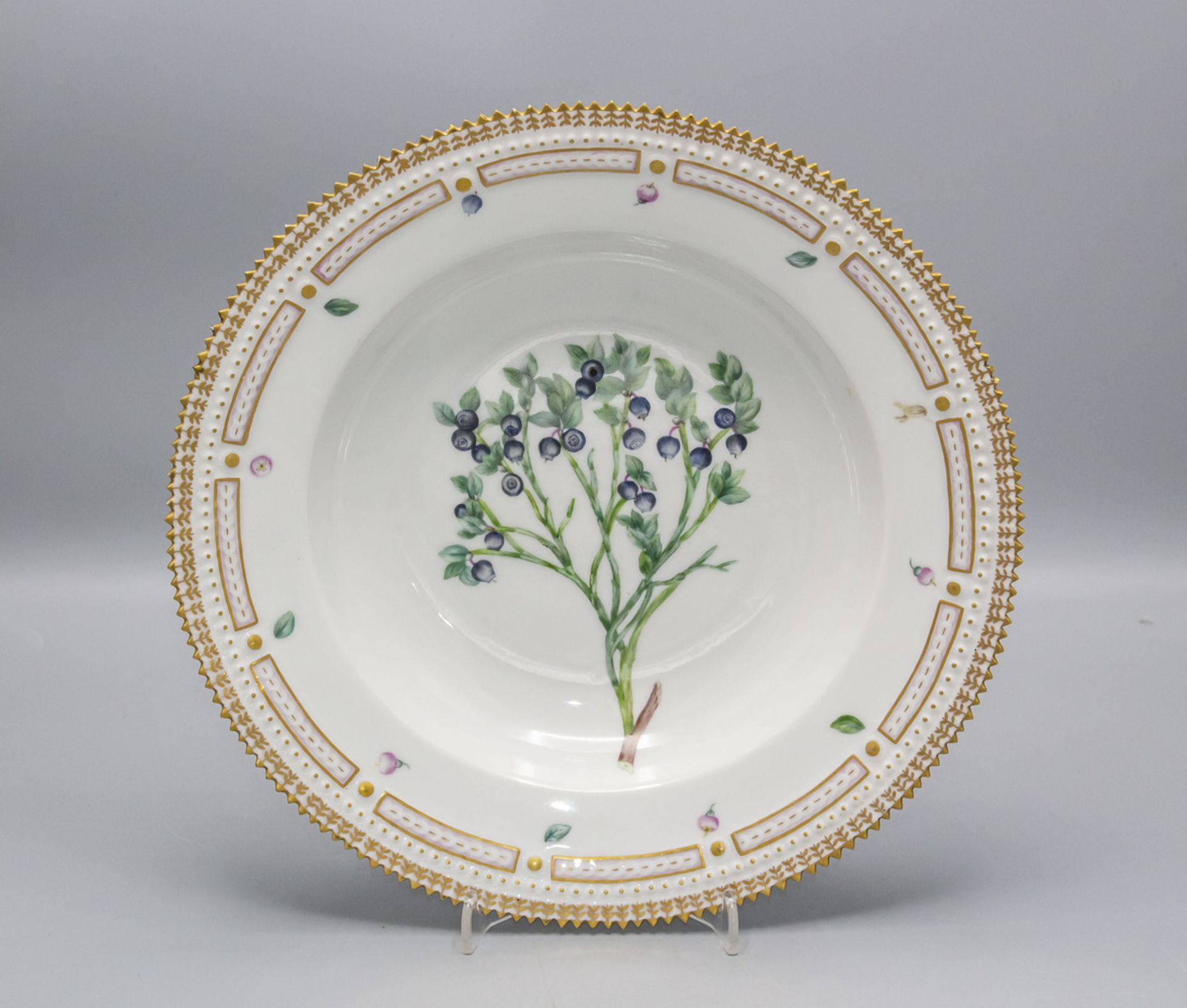 Teller mit Stachelbeerzweig / A plate with a gooseberry branch, Flora Danica, Royal ...