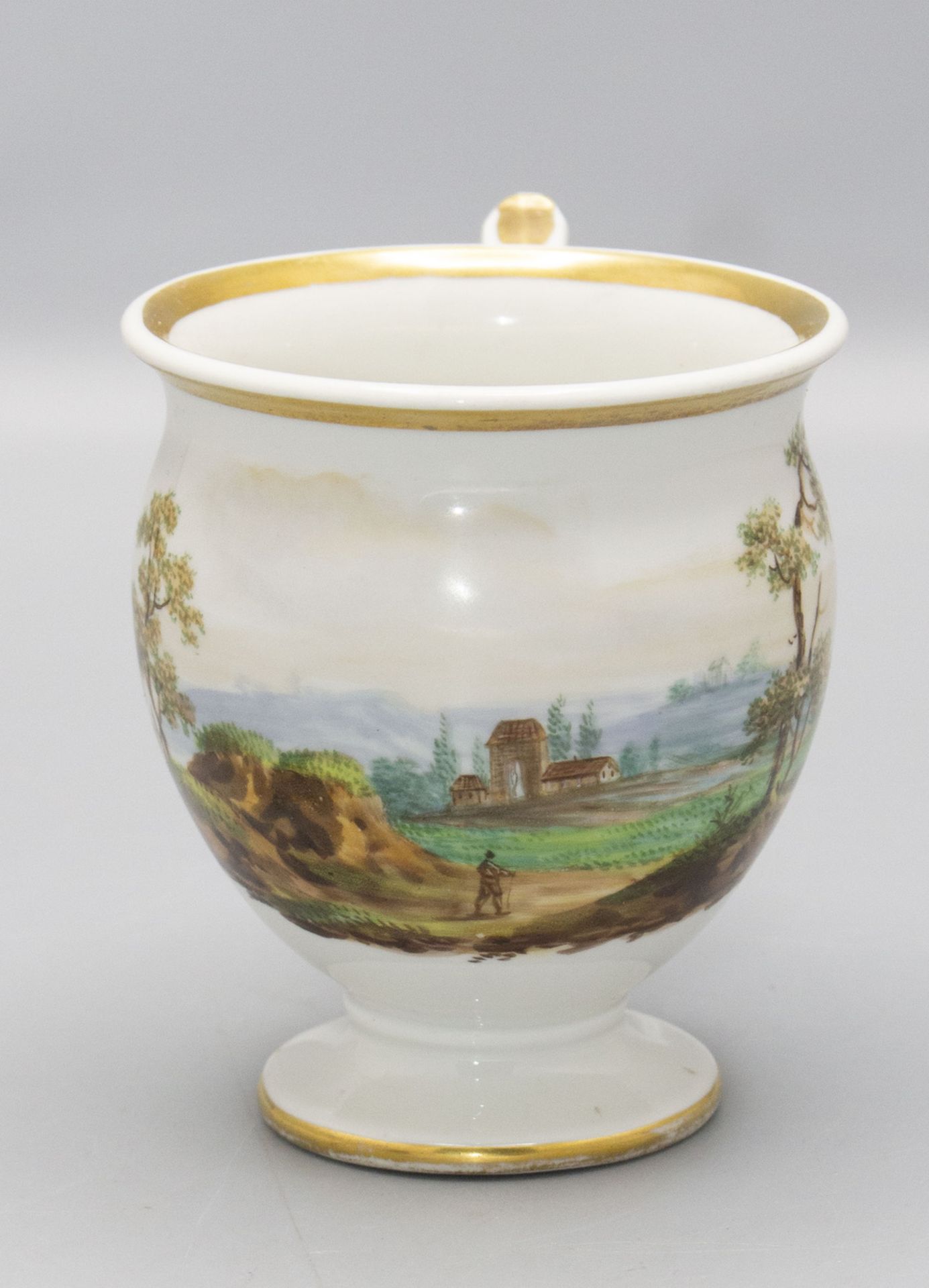Biedermeier Ziertasse mit Landschaft / A Biedermeier decorative cup with landscape, ...
