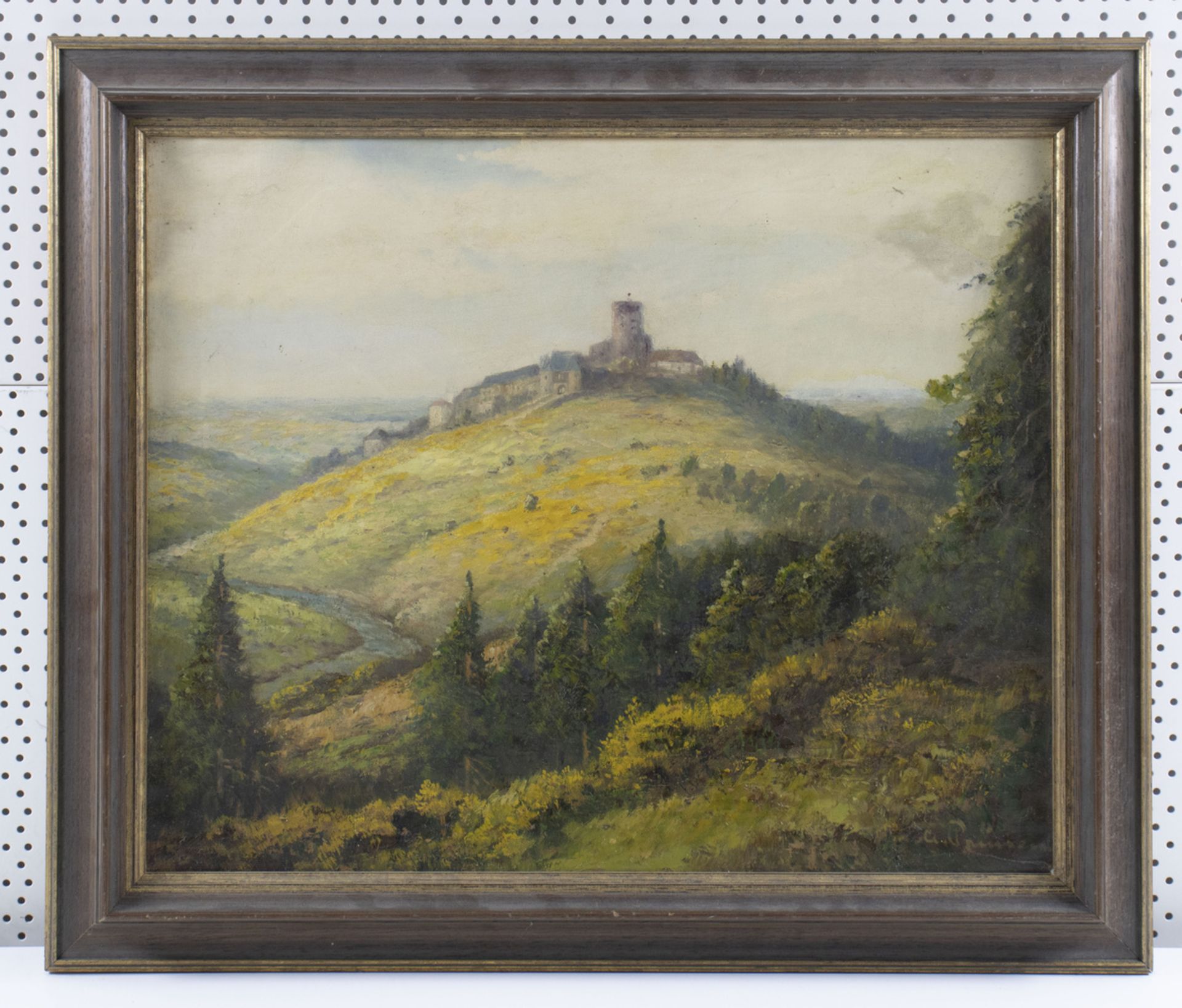 Unbekannter Signaturist des 20. Jh., 'Landschaftsansicht mit Burg Manderscheid' / 'A landscape ... - Image 2 of 4