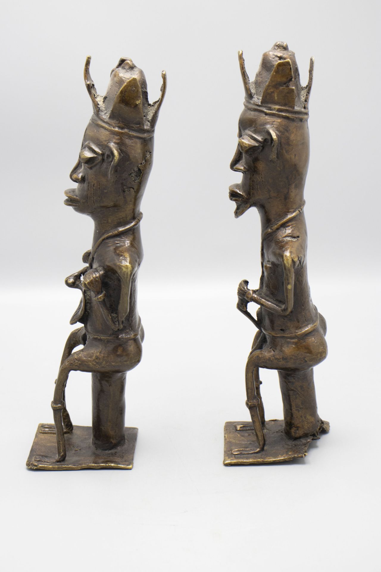 Bronze Ogboni Kultfigurenpaar / Two bronze Ogboni cult figure pair, Yoruba, Nigeria - Image 2 of 6