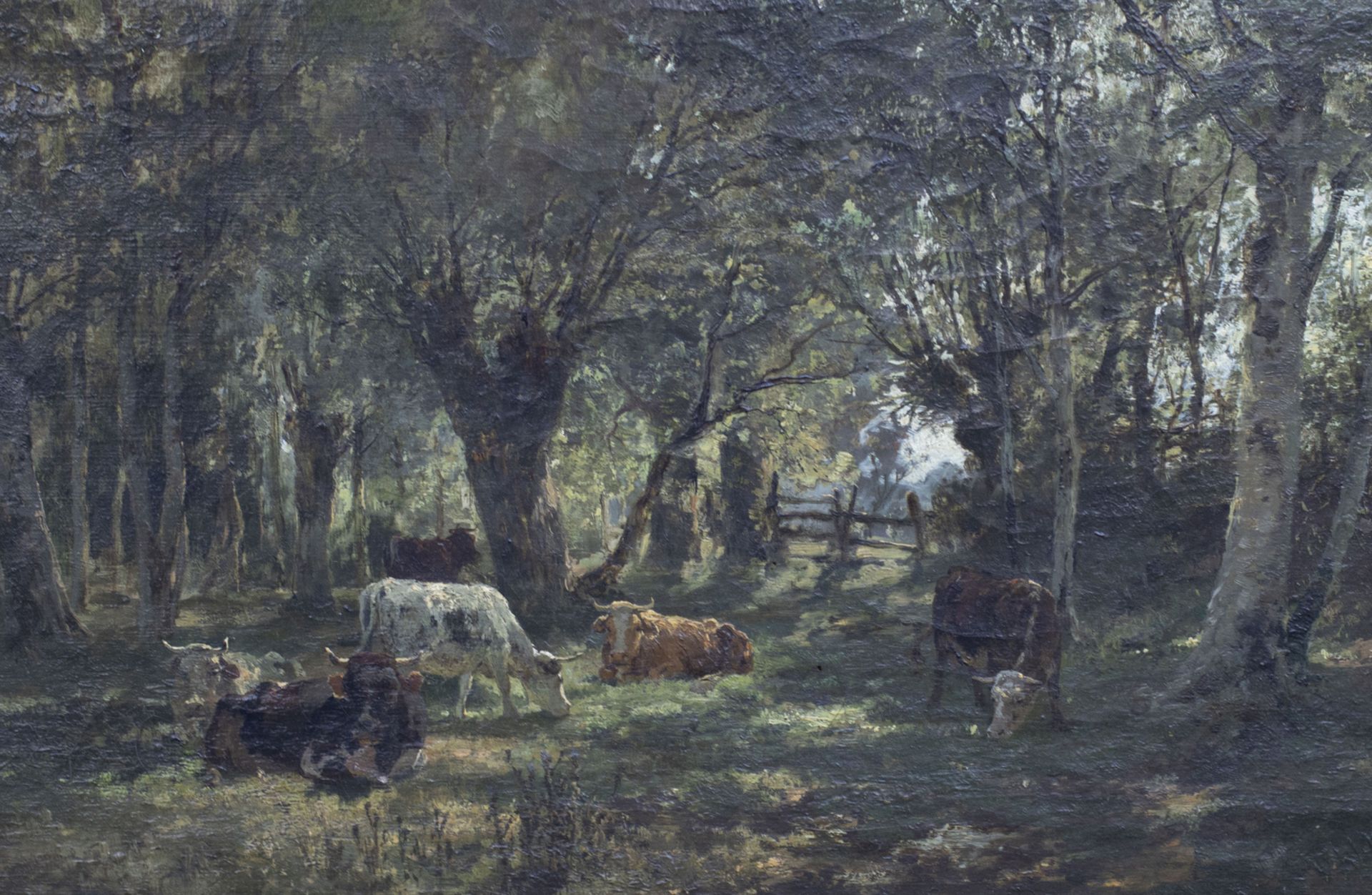 Herrmann BAISCH (1846-1894), 'Kühe auf schattiger Weide' / ' Cows on a shady meadow', um 1880 - Image 4 of 6