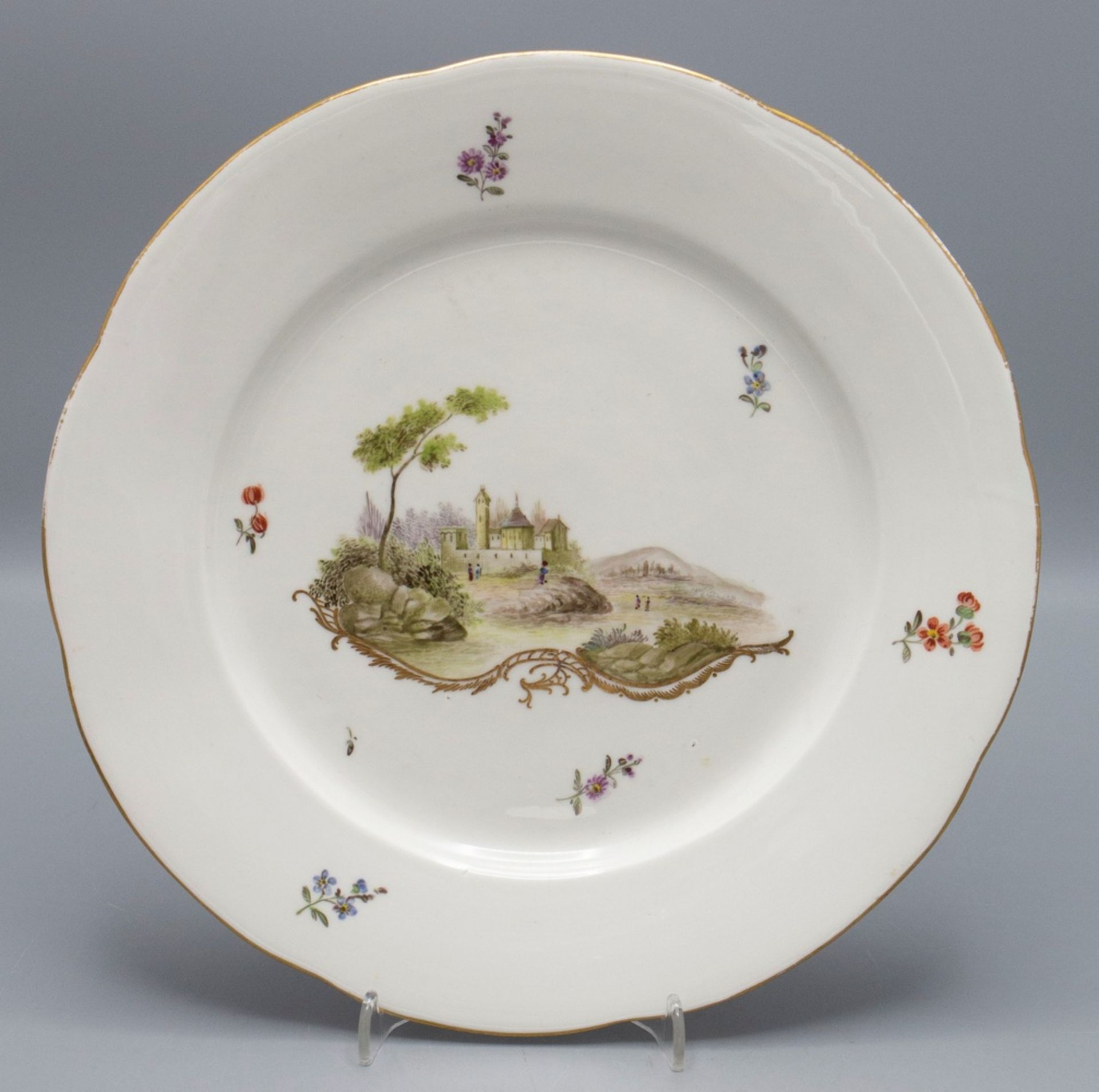 4 Teller mit Flusslandschaft und einer Festung / Four plates with a river landscape and a ... - Bild 8 aus 9