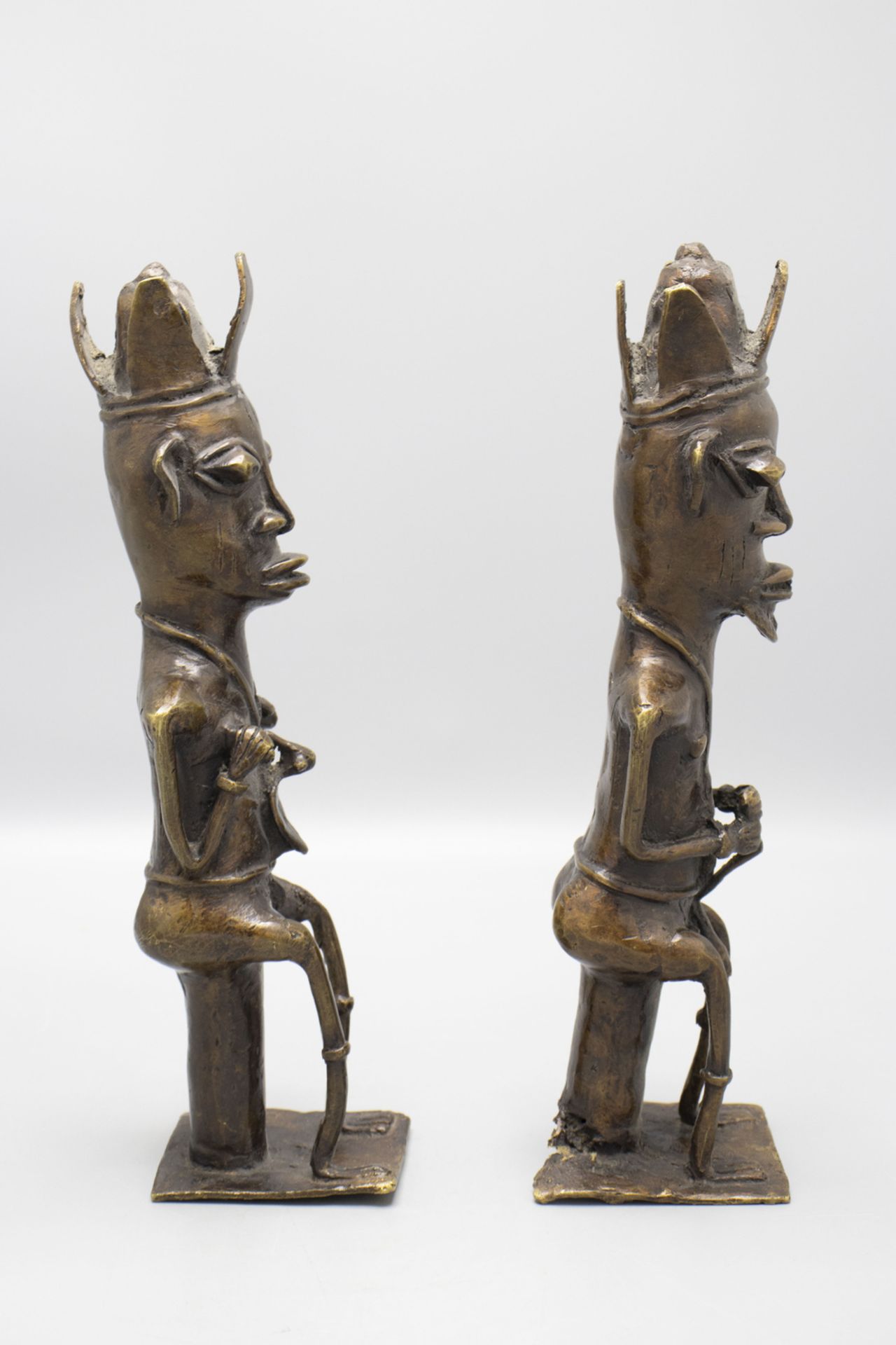 Bronze Ogboni Kultfigurenpaar / Two bronze Ogboni cult figure pair, Yoruba, Nigeria - Image 4 of 6