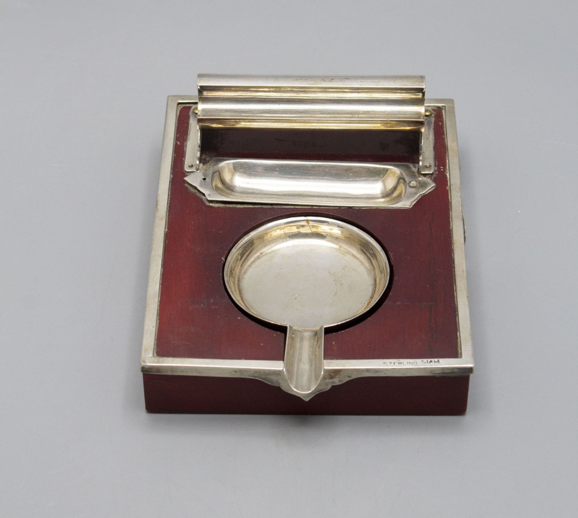 Art Déco Raucherset / An Art Nouveau wood and Sterling silver smoking set, SIAM, um 1920
