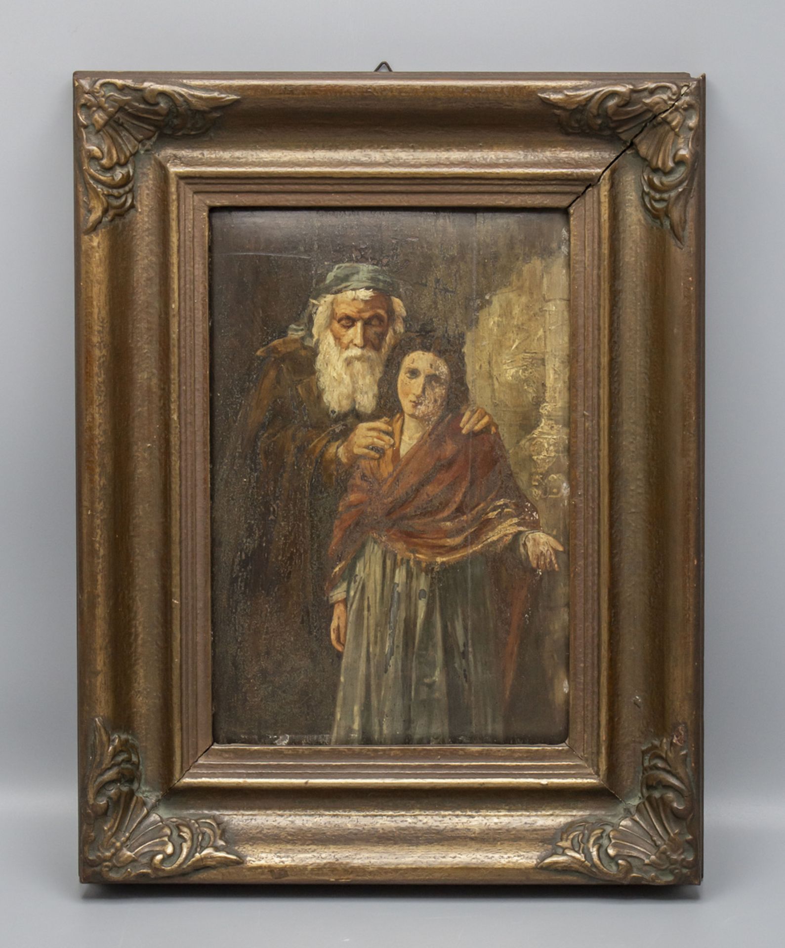 Unbekannter Maler des 19./20. Jh., 'Alter Mann mit Mädchen' / 'An old man with a girl' - Image 2 of 3