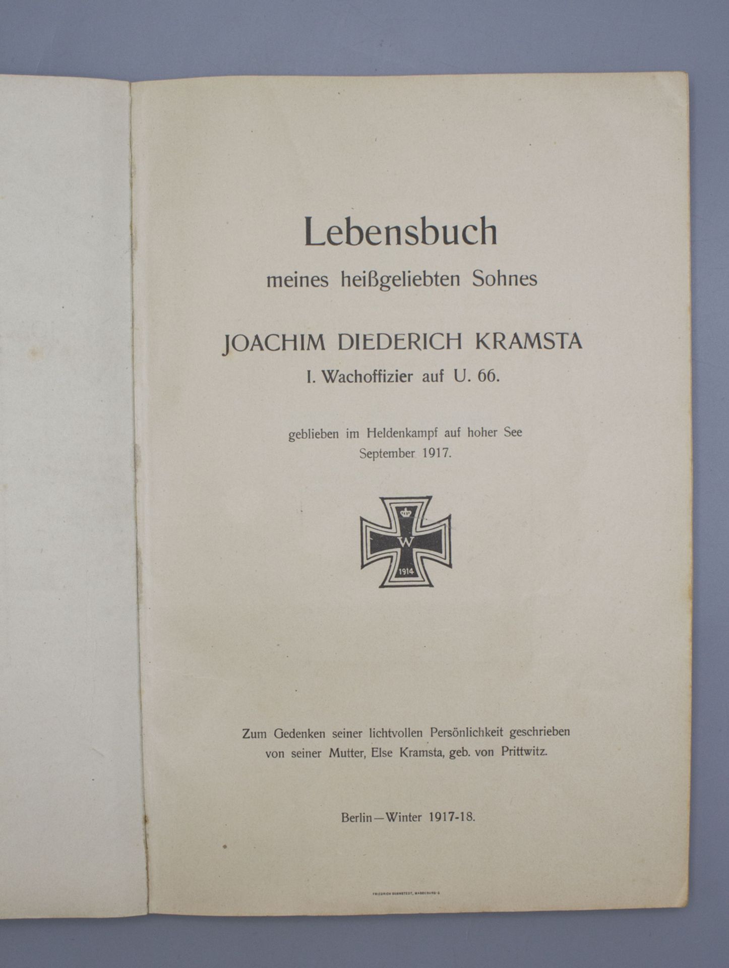 Biographie / A biography des Joachim Diederich Kramsta, 1. Wachoffizier auf U66, 1917/18 - Bild 2 aus 7